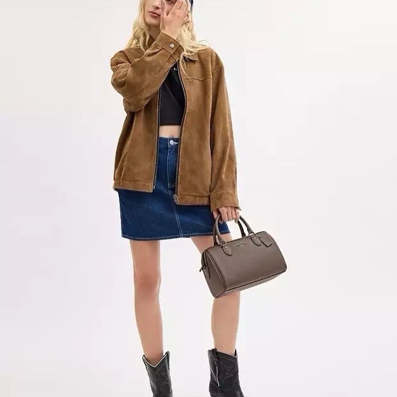 Coach NWT Coach Rowan Satchel CV962 Pebbled Leather Qb/Dark Stone Size ONE SIZE - 7 Thumbnail