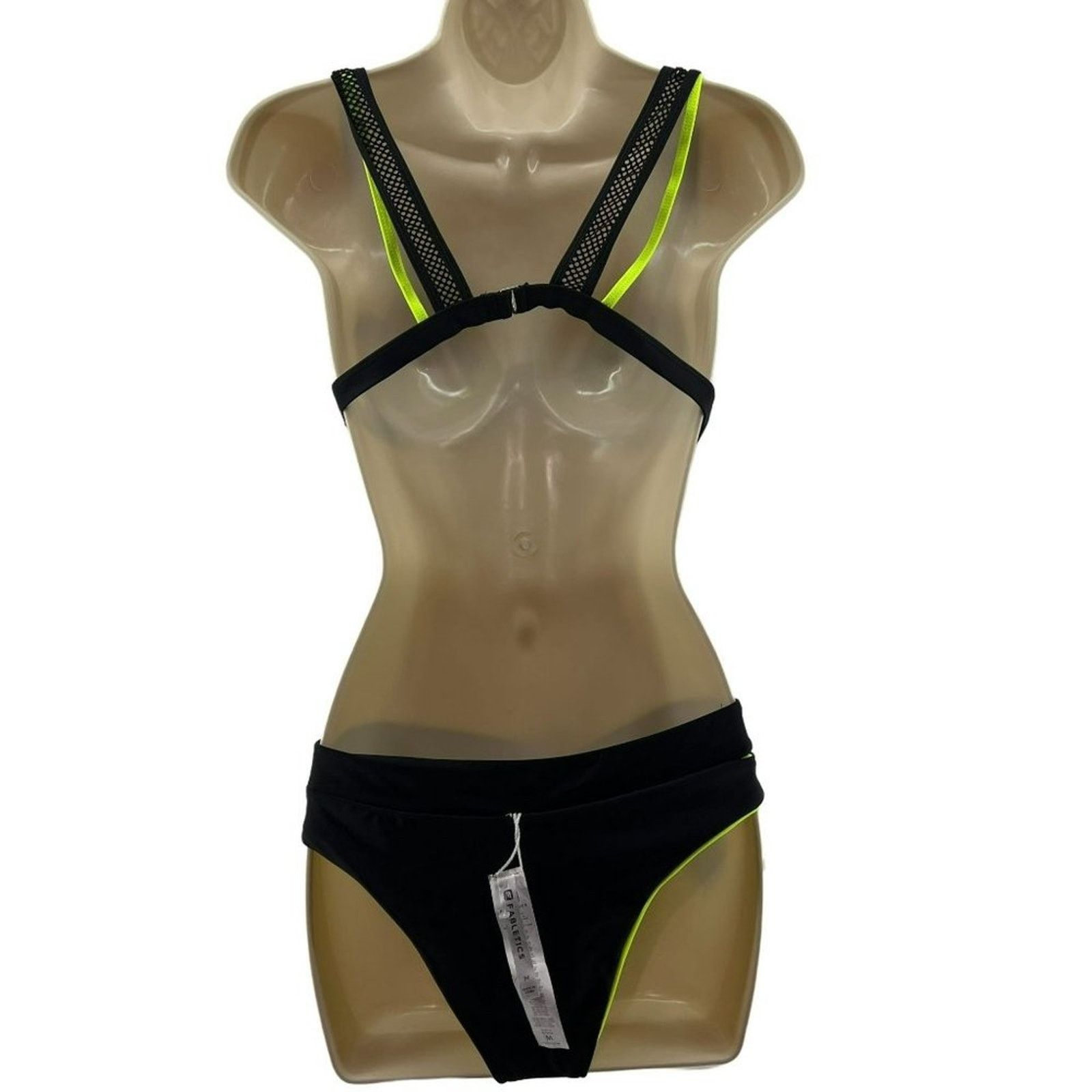 Fabletics Fabletics Neon Yellow Mesh Top Reversible Bottom Bikini Set Size M / US 6-8 / IT 42-44 - 4 Thumbnail