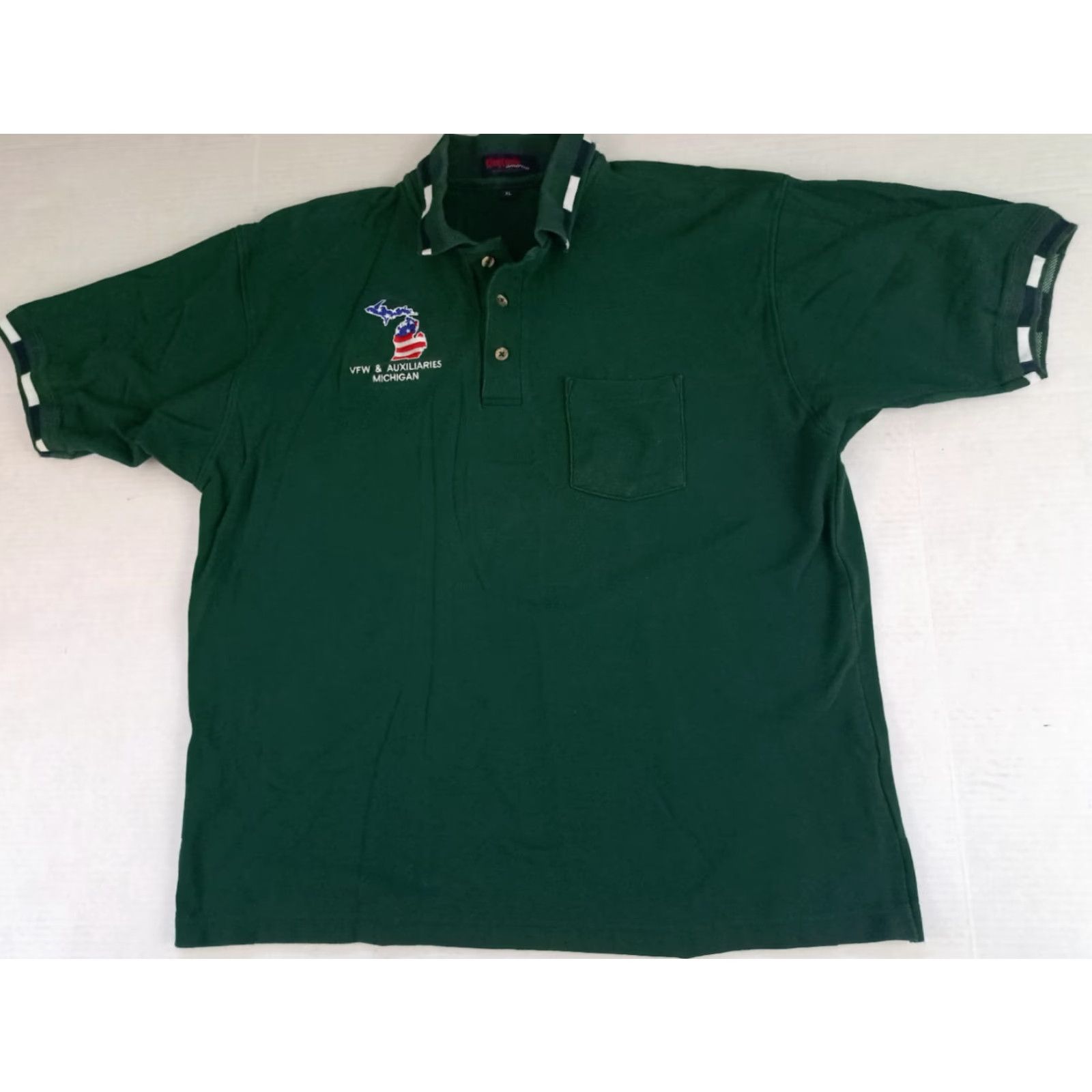 Vintage Vintage King Louie Polo Shirt Button-Up Short Sleeve Unisex Adults XL Green USA Embroidered Cotton Canvas 27in Long 25in Pit to Pit US Flag Theme Size US XL / EU 56 / 4 - 3 Thumbnail