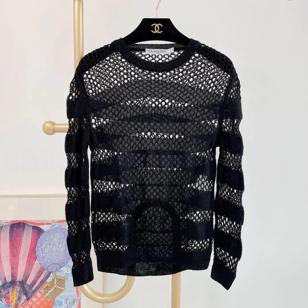 Dior DIOR Black Cutout Crewneck Knit Top F40 Size M / US 6-8 / IT 42-44 - 1 Thumbnail