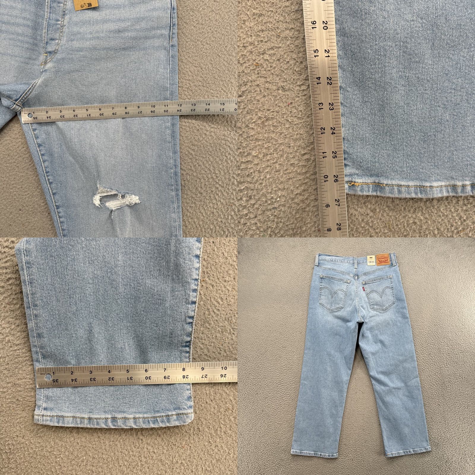 Levi's Levi's Jeans Women 32x27 Blue Ribcage Distressed Ankle Button Fly Denim Light Wash Regular Womens Size 24" / US 00 / IT 34 - 8 Thumbnail