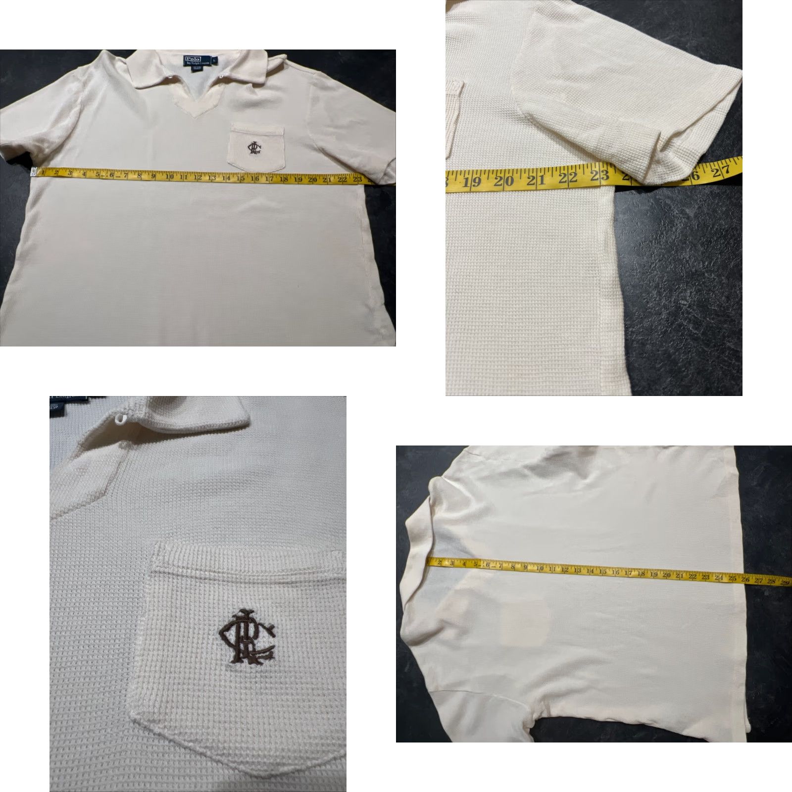 Polo Ralph Lauren POLO RALPH LAUREN VINTAGE CLUB WAFFLE KNIT SHIRT BEIGE LARGE MENS Size US L / EU 52-54 / 3 - 8 Thumbnail