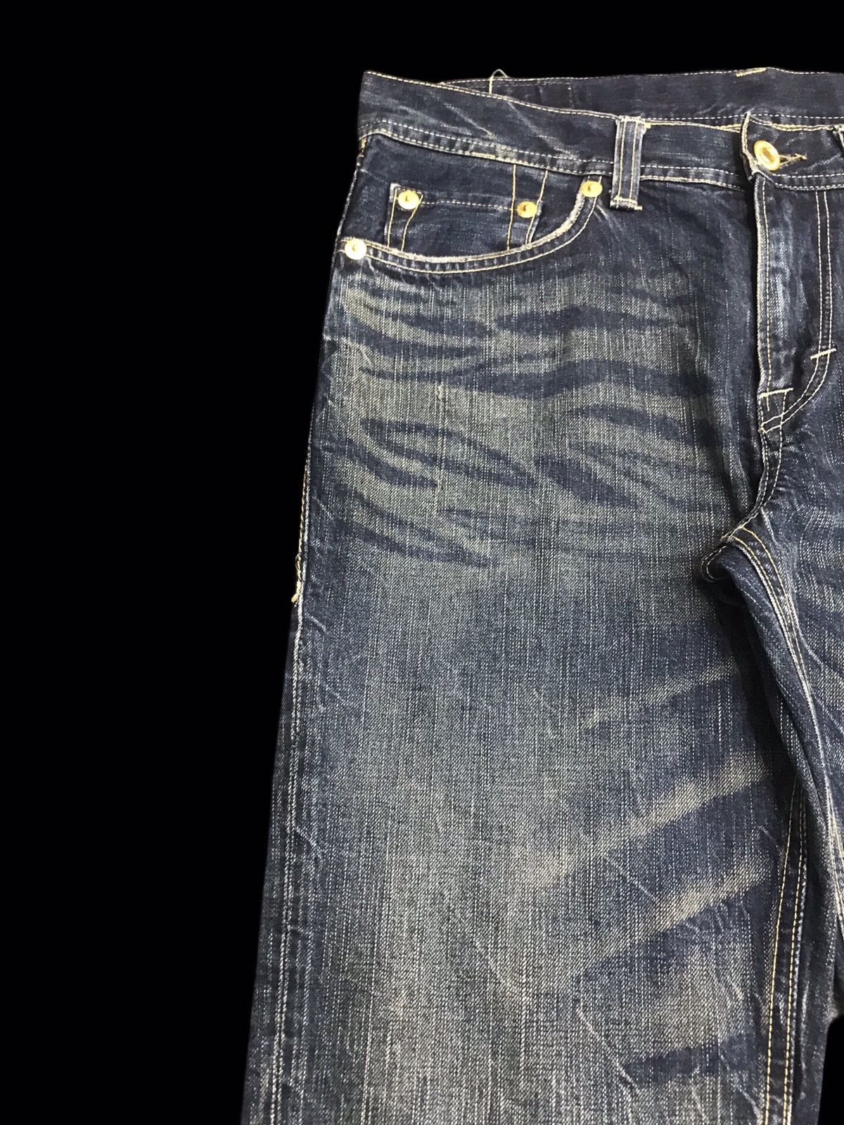 Japanese Brand 💥FLARE💥Archival DENICRA Sick Fade Mud Wash Flare Denim F54 Size US 35 - 4 Thumbnail