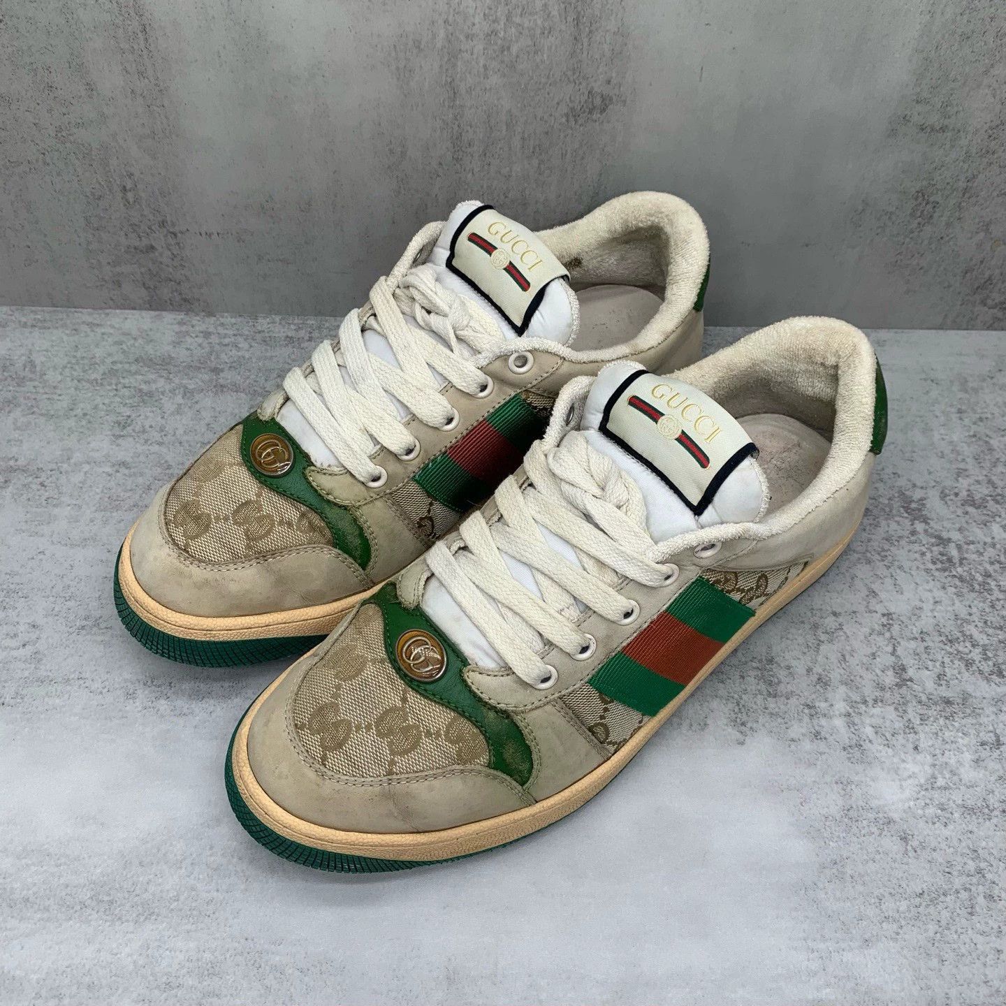 Gucci gucci white green sneakers size 40.5 Size US 10.5 / EU 43-44 - 1 Thumbnail