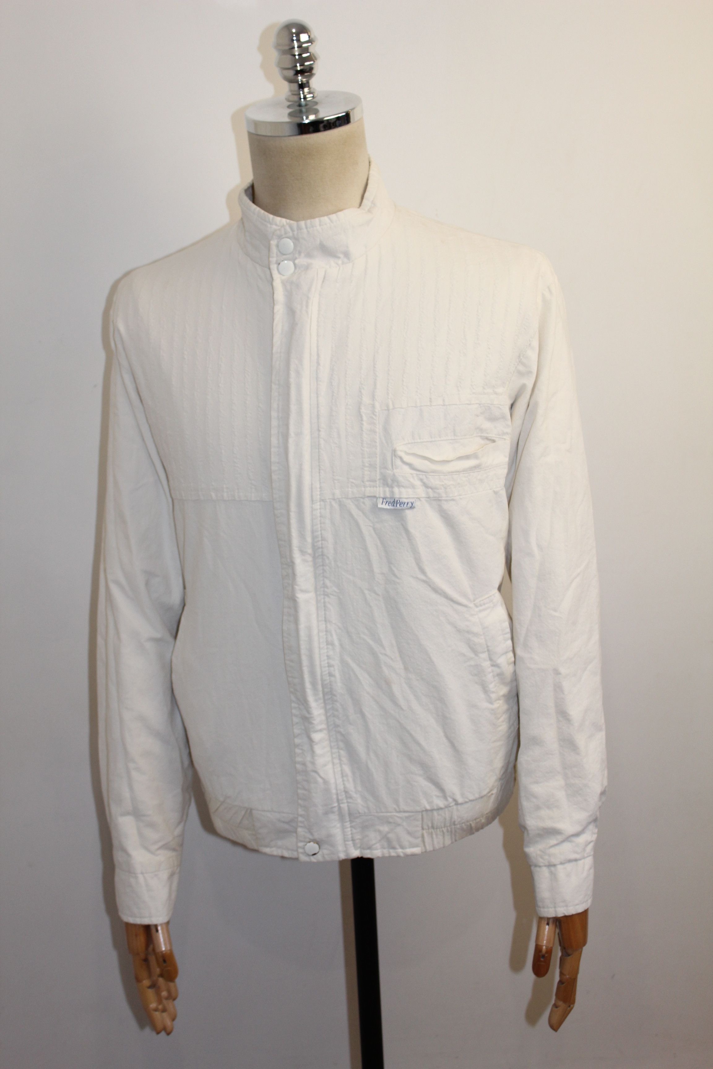Fred Perry Men's Fred Perry Vintage 90's White Cotton Jacket Size M Size US M / EU 48-50 / 2 - 2 Thumbnail