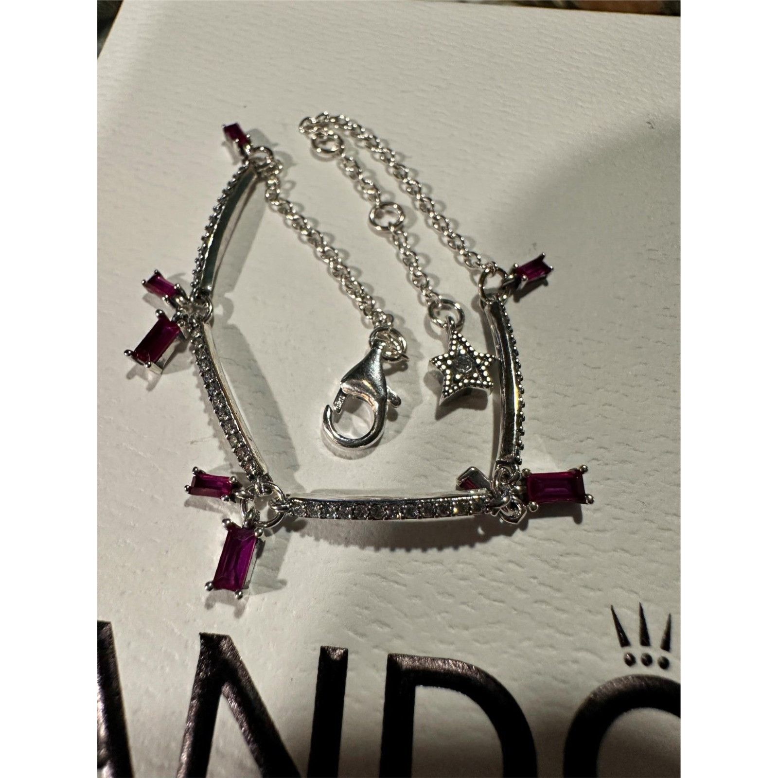 pandora Authentic Pandora Silver RED CRYSTAL CZ Tennis Bracelet Reti Size ONE SIZE - 8 Thumbnail