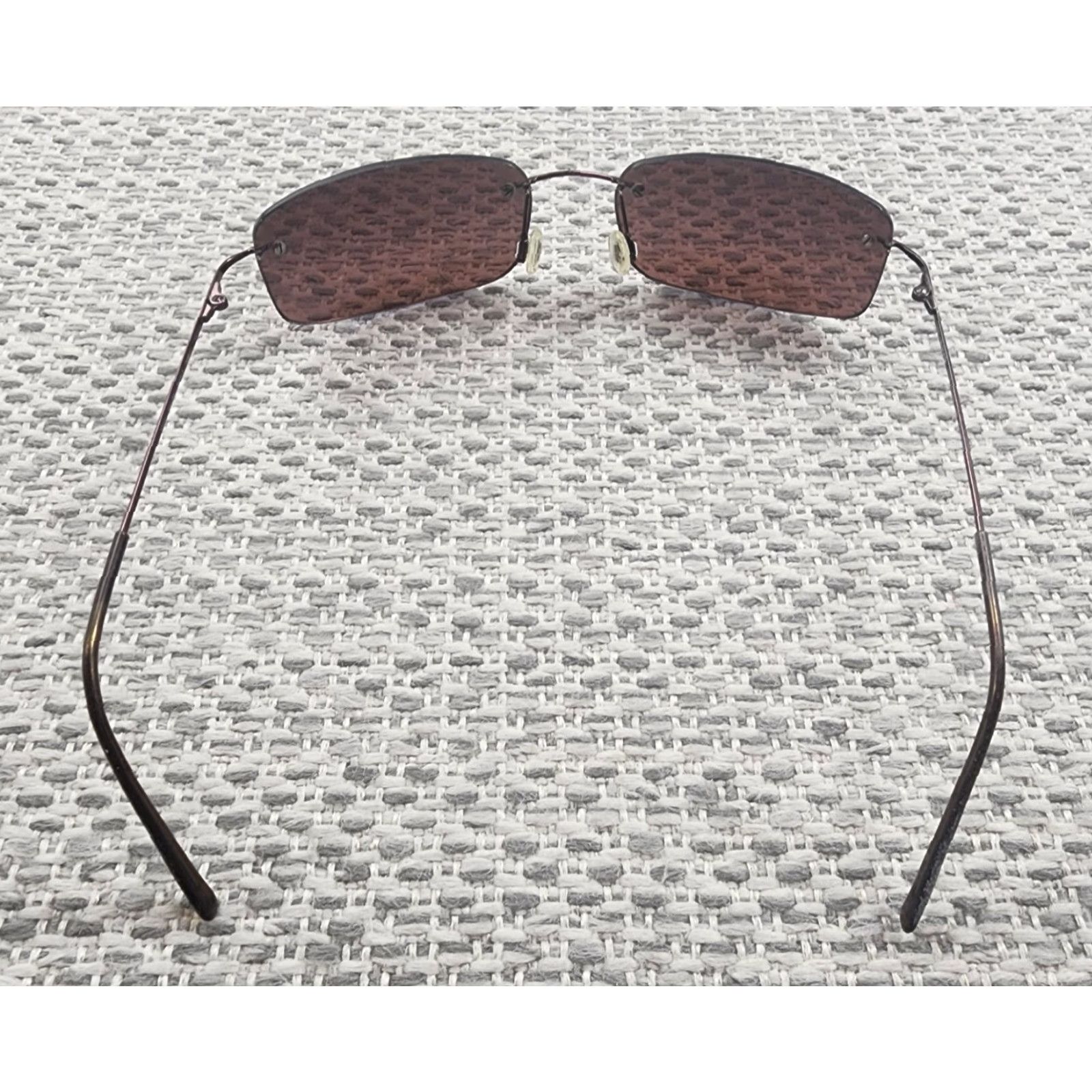 Vintage VINTAGE REVO Sunglasses 3044 Brown Polarized Rimless 56[]17-120 Made in Italy Mens Square Metal Case Included Size ONE SIZE - 4 Thumbnail