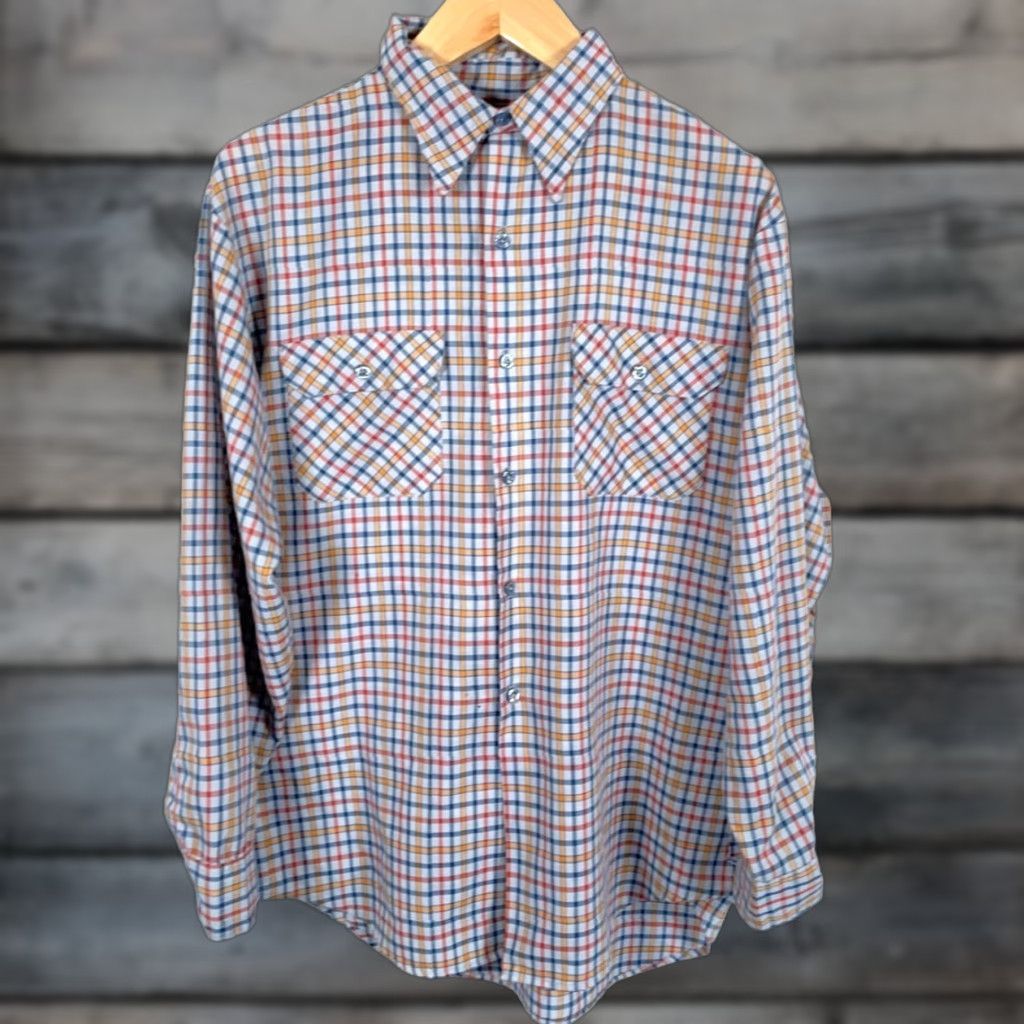 Vintage VINTAGE Big Mac Shirt Plaid Button-Up 70s XL Men Lightweight Cotton-Blend Flannel Gray Blue Size US XL / EU 56 / 4 - 1 Thumbnail