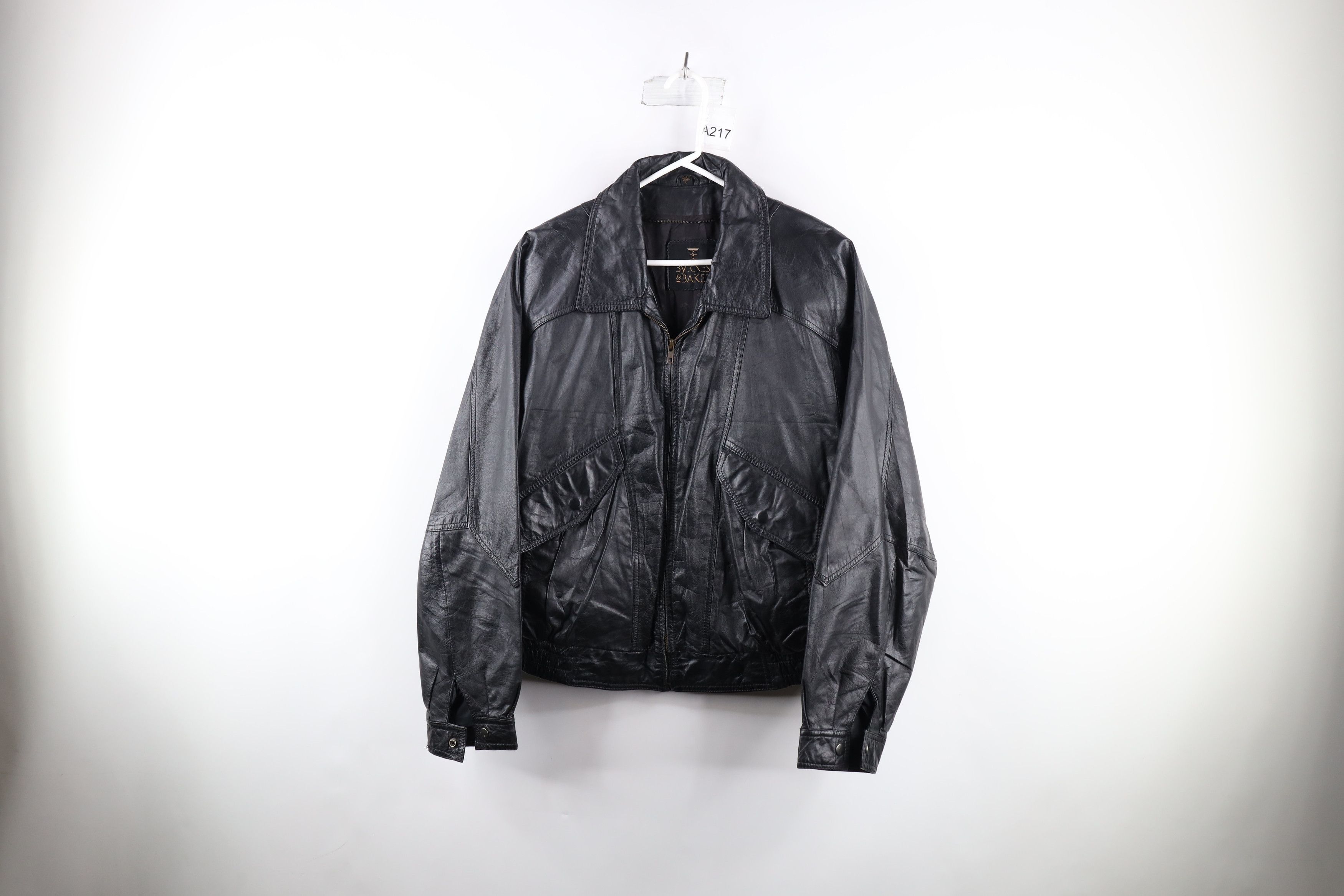Vintage Vintage 90s Streetwear Leather Full Zip Bomber Jacket Black Size US L / EU 52-54 / 3 - 1 Thumbnail
