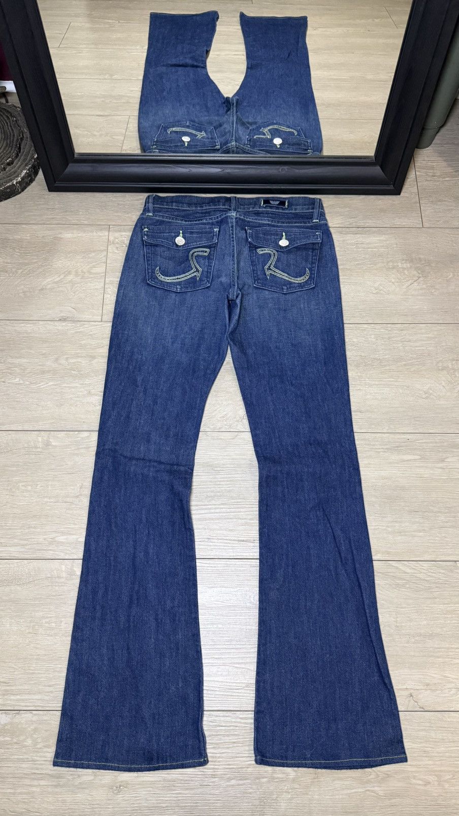 Rock & Republic Y2K 2000s Rock & Republic Kurt Embroidered Flared Denim Jean Size 28" / US 6 / IT 42 - 1 Thumbnail