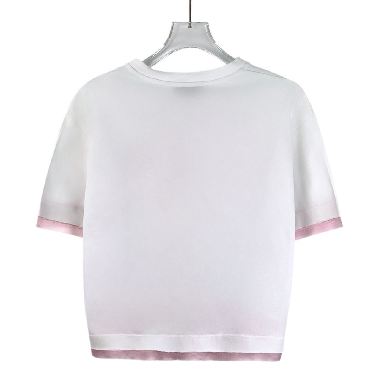 Miu Miu Miu Miu White Logo Embroidered Short-Sleeve T-Shirt W/ Pink Size XS / US 0-2 / IT 36-38 - 8 Thumbnail