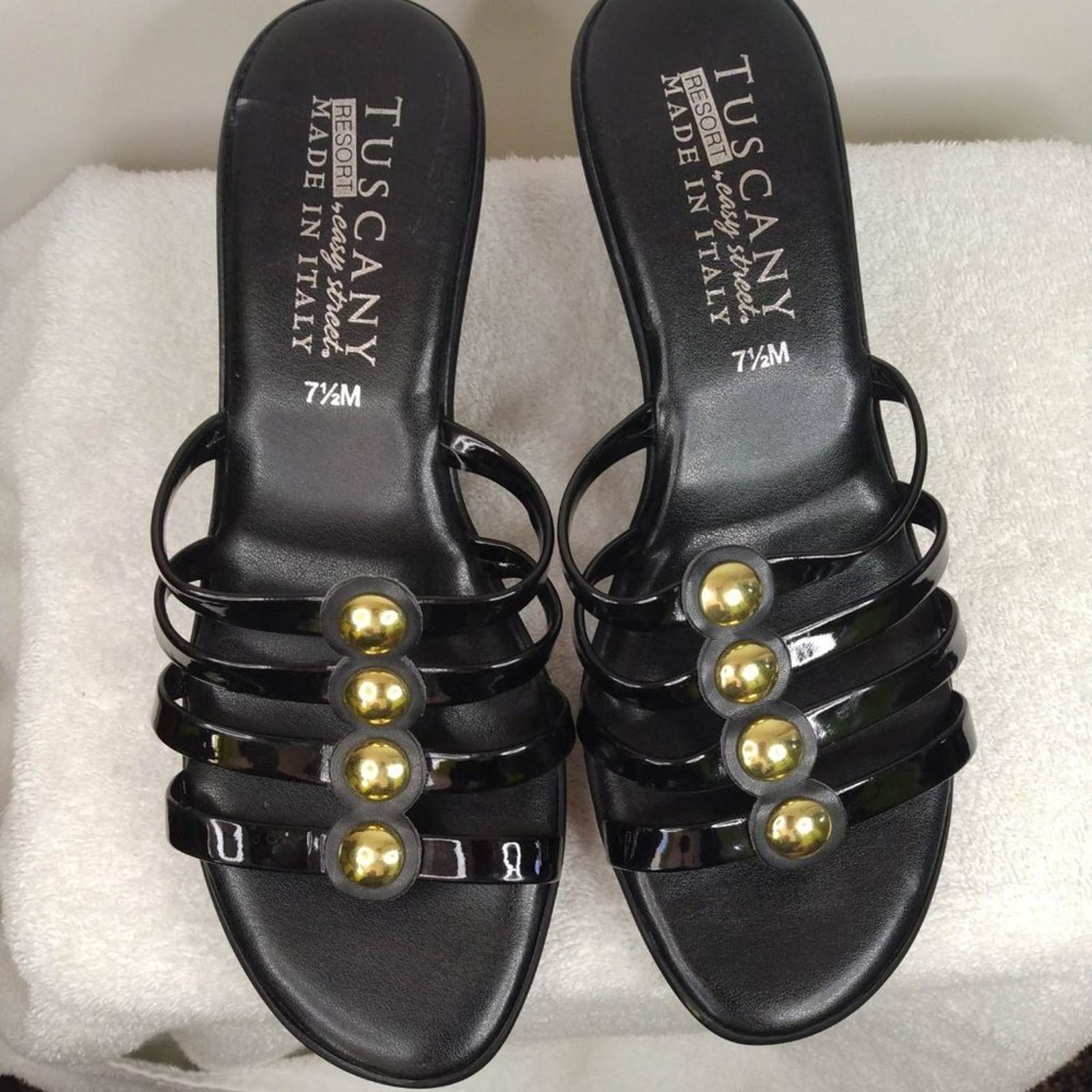 Other Tuscany by easy street Black Wedge Slide Sandals Size 7.5 Size US 7.5 / IT 37.5 - 4 Thumbnail