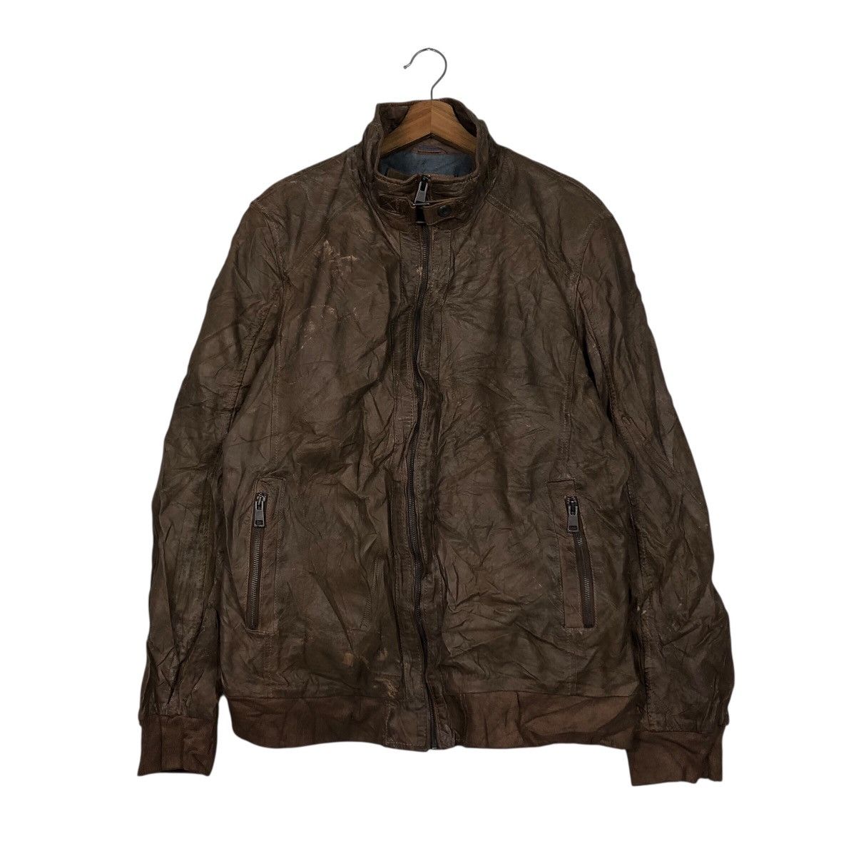 Japanese Brand 📌Vintage Genuine Leather Biker Jacket Angelo Litrico Size US XXL / EU 58 / 5 - 2 Thumbnail