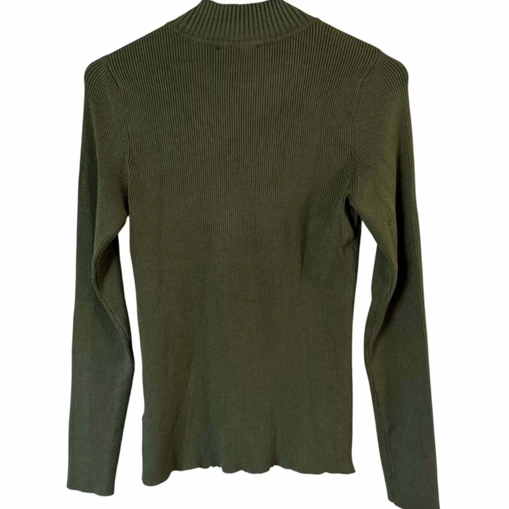 Vintage VINTAGE INC International Concepts Ribbed Mock-Neck Sweater Green Women's Medium NEW Size M / US 6-8 / IT 42-44 - 4 Thumbnail
