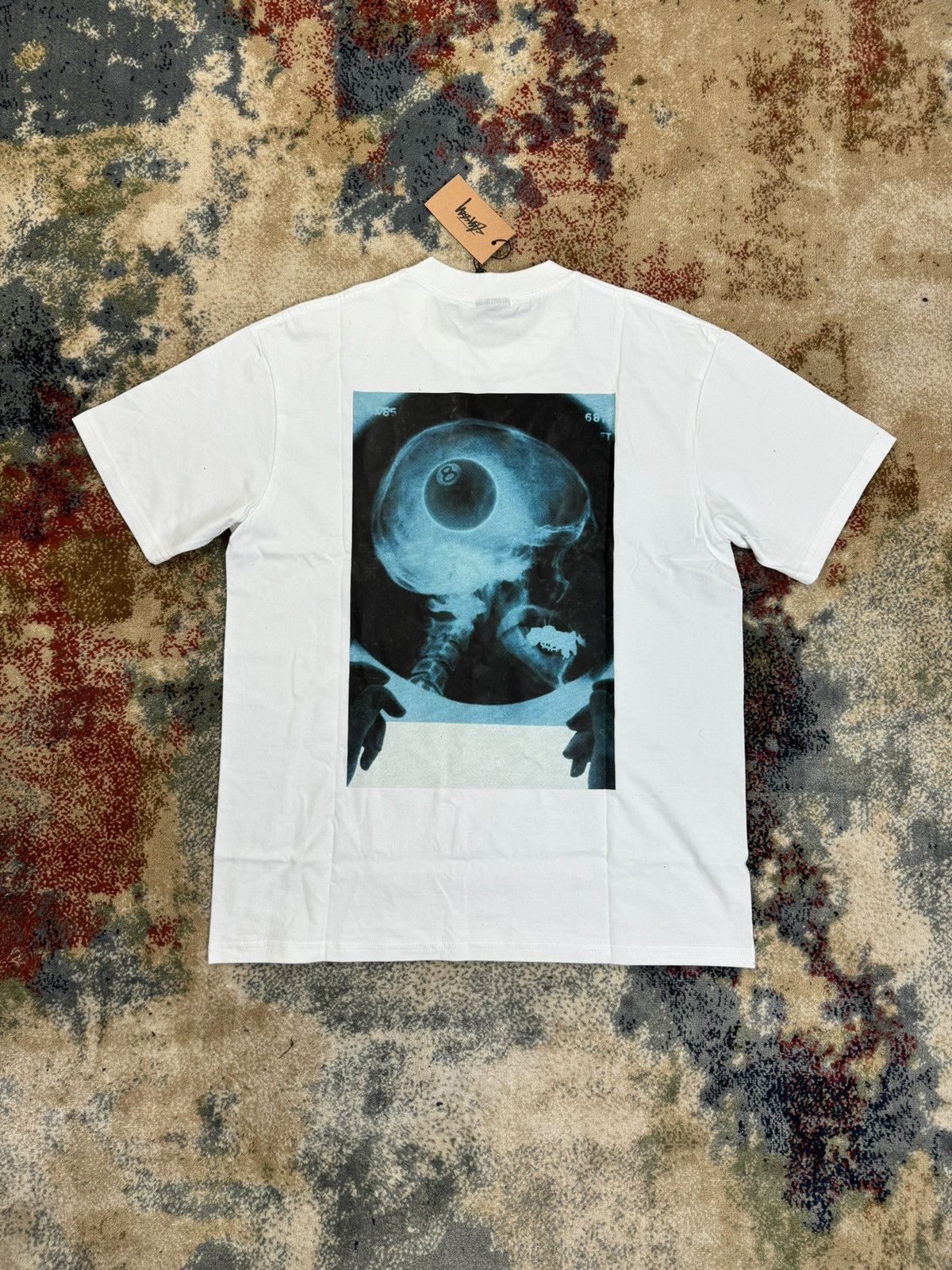 Vintage VERY CRAZY STUSSY X-RAY 8 BALL WHITE LOGO TEE T-SHIRT S | Grailed