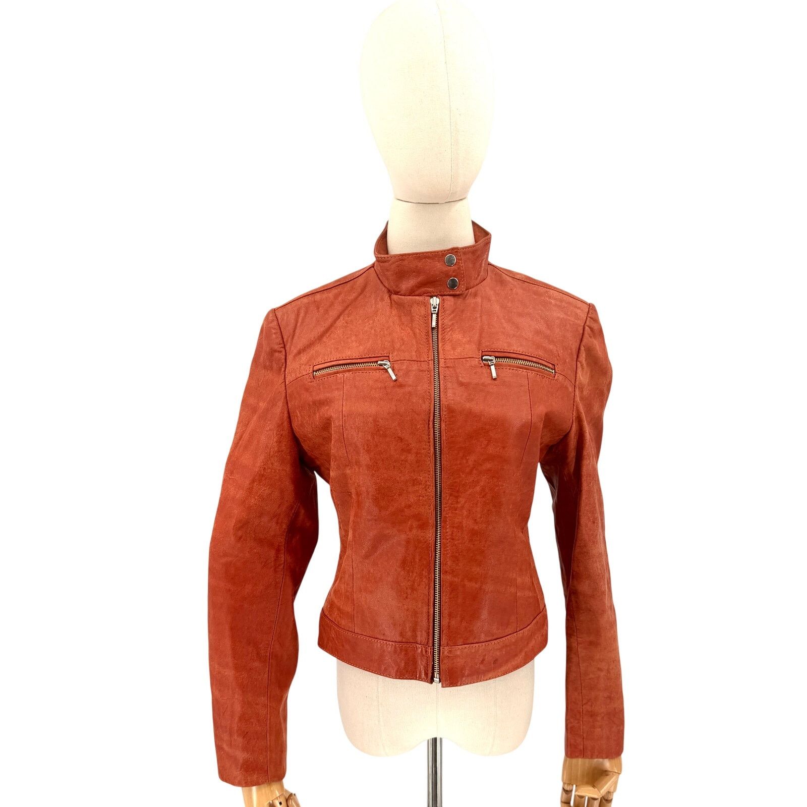 Vintage Vintage 90s Franco Ocaranza Red Genuine Leather Moto Jacket Size M / US 6-8 / IT 42-44 - 1 Thumbnail