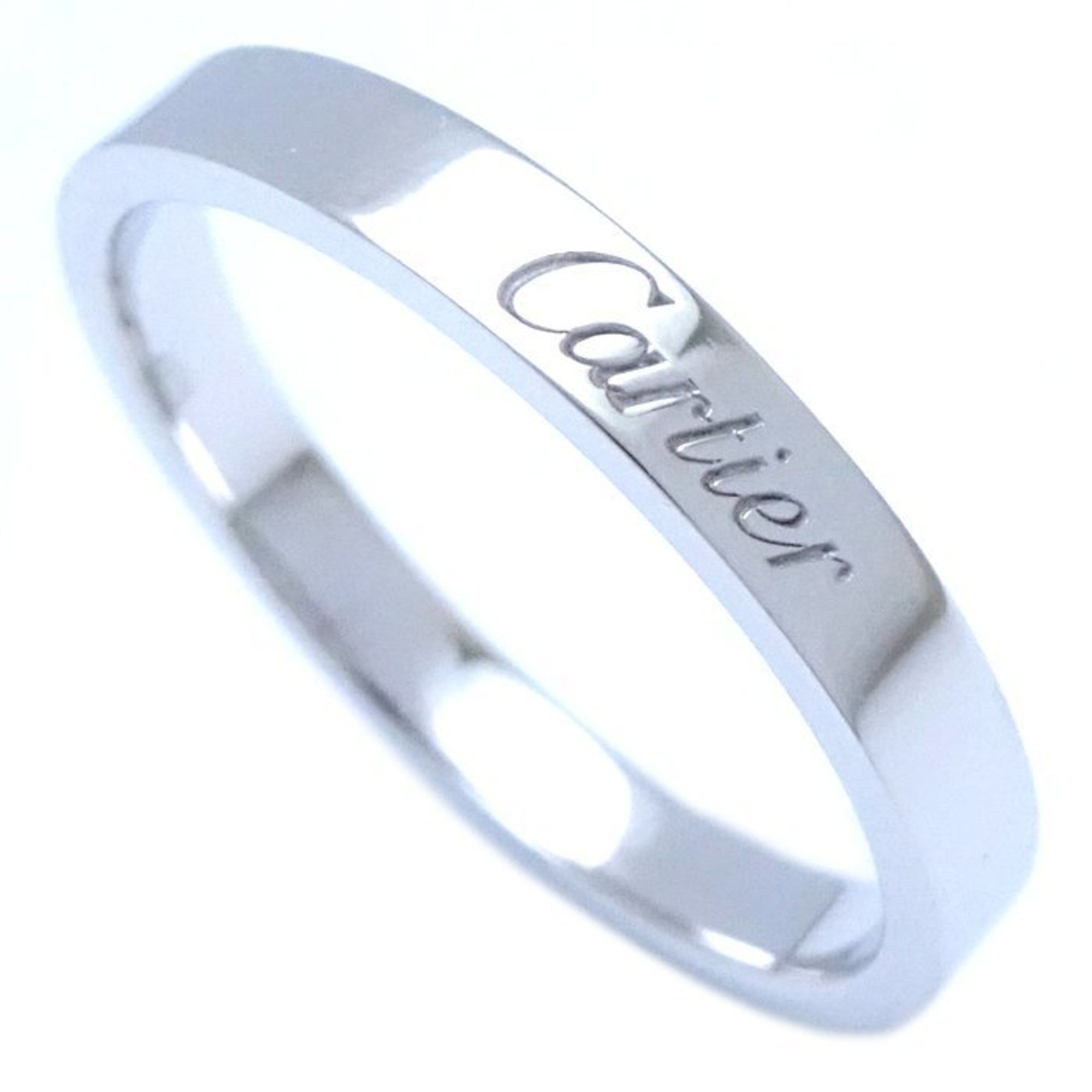 image of Cartier Engraved Ring C De Wedding 61 B4054000 Pt950 Platinum 291739, Women's