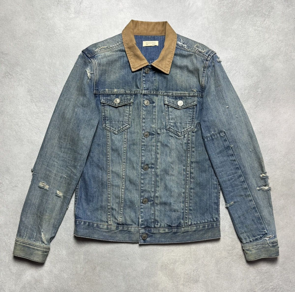 Allsaints Allsaints Distressed Denim Button Jacket Size US M / EU 48-50 / 2 - 1 Thumbnail