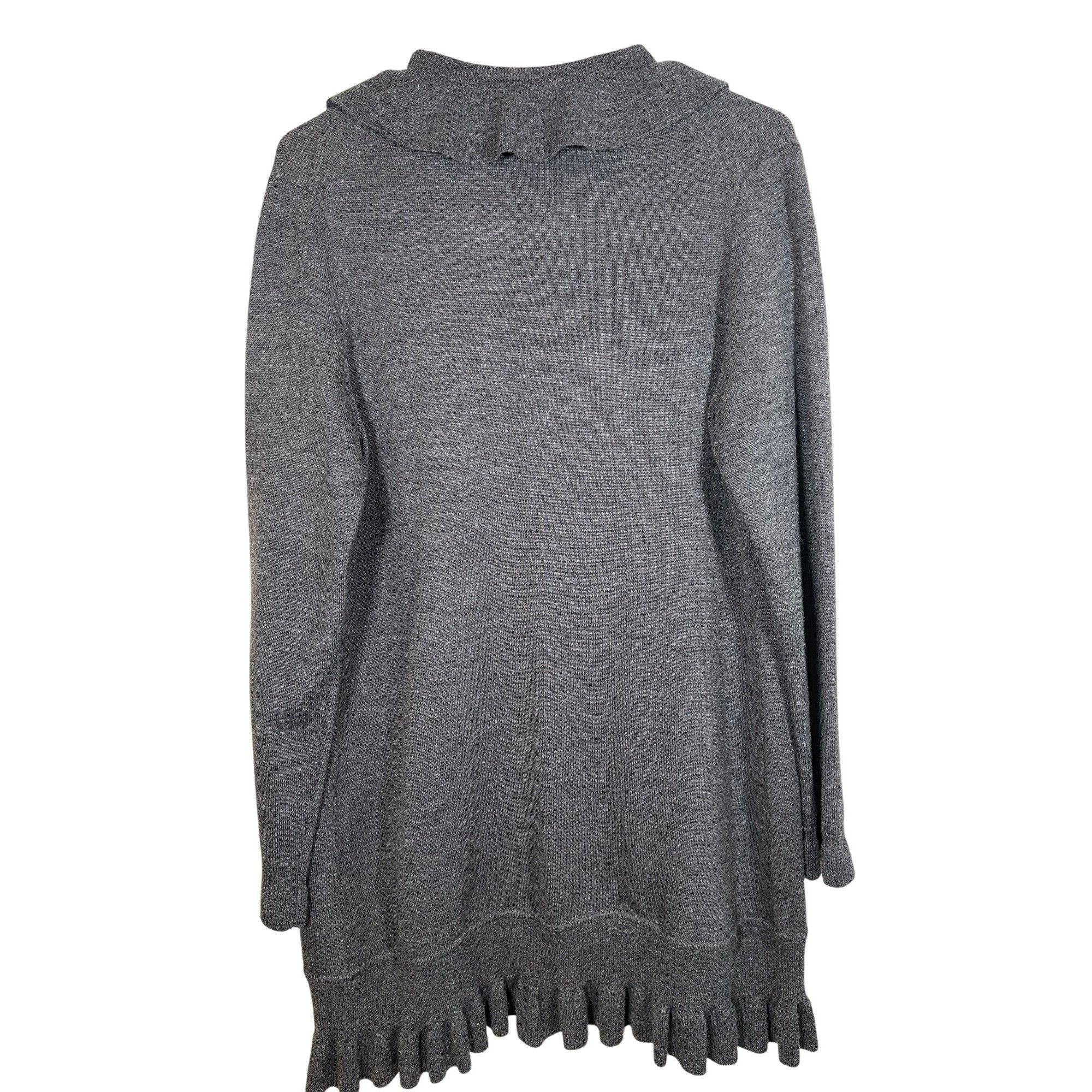Other Only Mine Women Merino Wool Cardi Gray M Ruffle Trim Cozy Ac Size M / US 6-8 / IT 42-44 - 5 Thumbnail