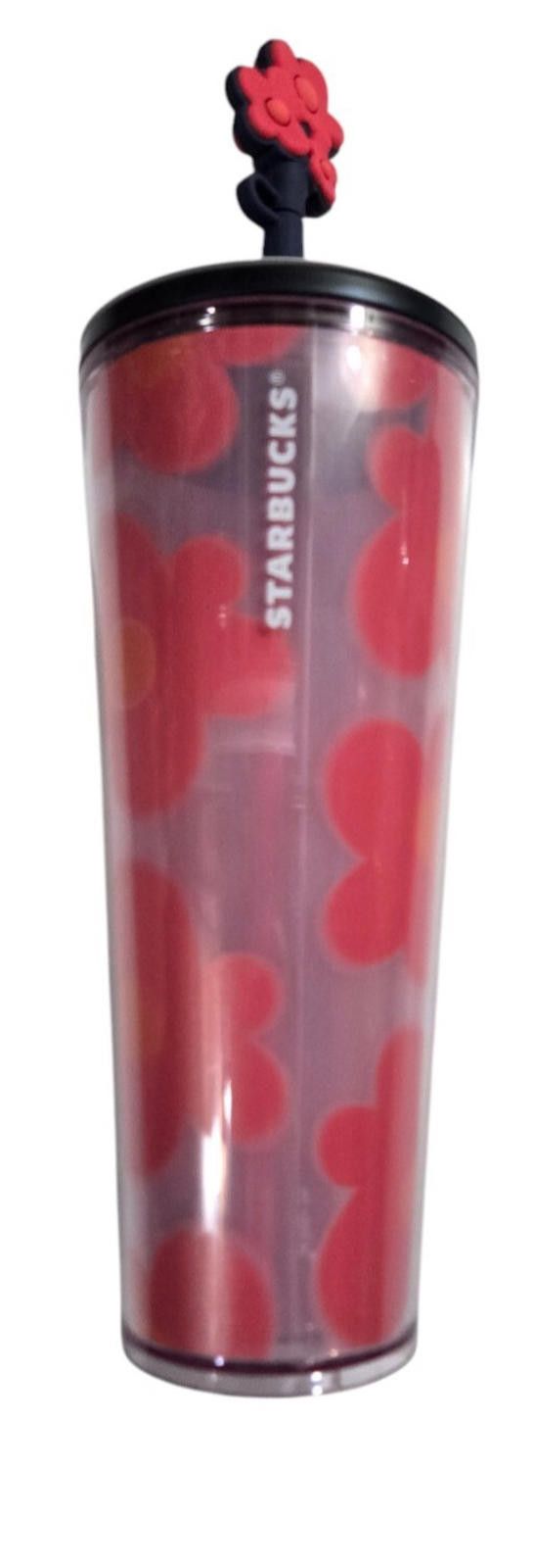 Designer Starbucks Pink Floral Cold Cup w Heart 2025 Topper 24 oz NWT Size ONE SIZE - 2 Thumbnail