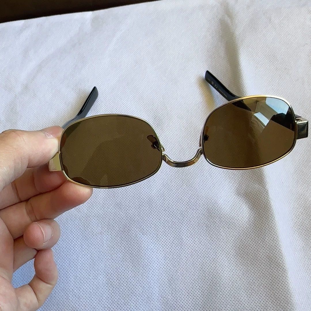 Yves Saint Laurent YSL Women's Gold Oval Metal Sunglasses Size ONE SIZE - 8 Thumbnail