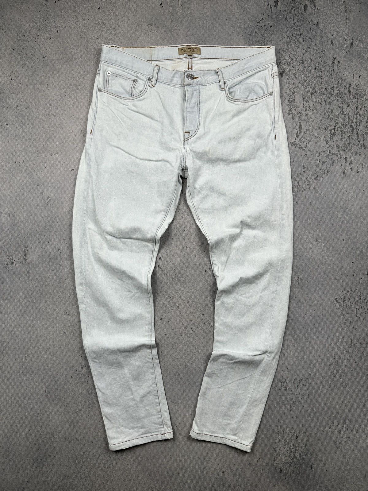 Burberry Burberry London England White Straight Selvedge Denim Jeans Size US 33 - 2 Thumbnail