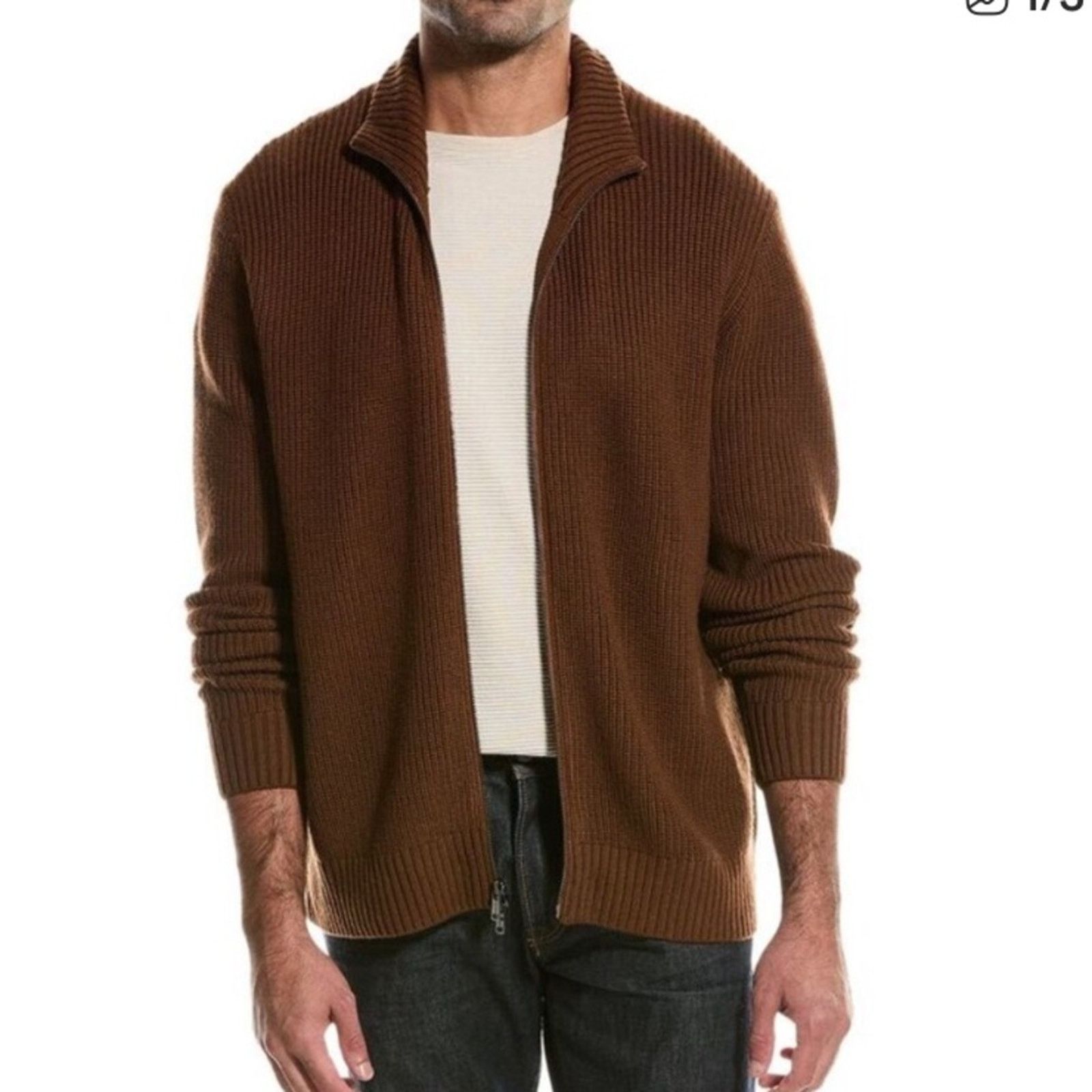 Todd Snyder TODD SNYDER $299 Cardigan Full Zip Brown Merino Sweater XL Size US XL / EU 56 / 4 - 5 Thumbnail