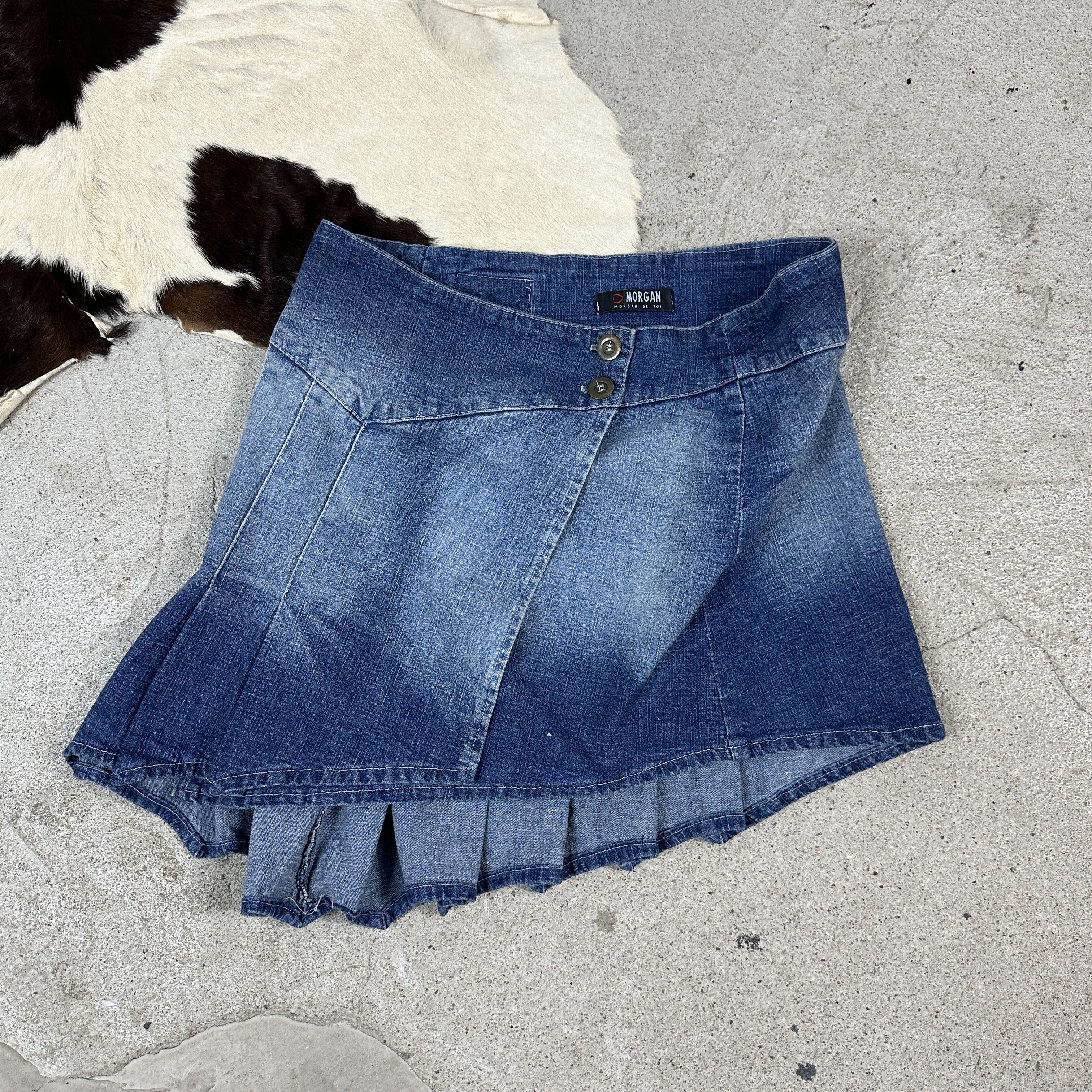 Vintage Vintage Denim Preppy Asymmetrical Morgan 00s Jeans Skirt Size 26" / US 2 / IT 38 - 3 Thumbnail