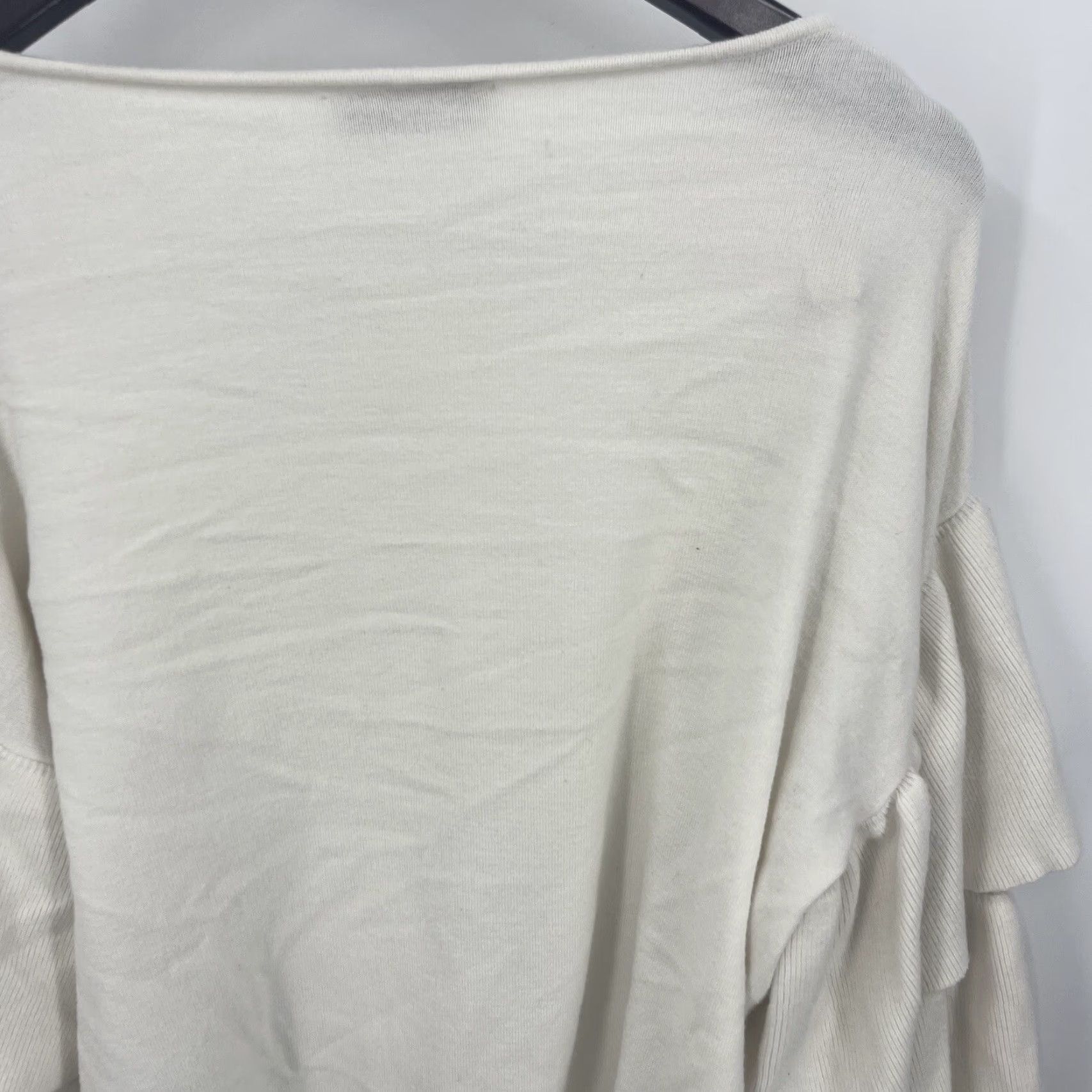 Zara Zara Knit Sweater Womens Large L Ivory Tiered Ruffle Sleeves Frill Pullover Bohemian Designer Elegant Modern Knit Style Vintage No Size L / US 10 / IT 46 - 5 Thumbnail