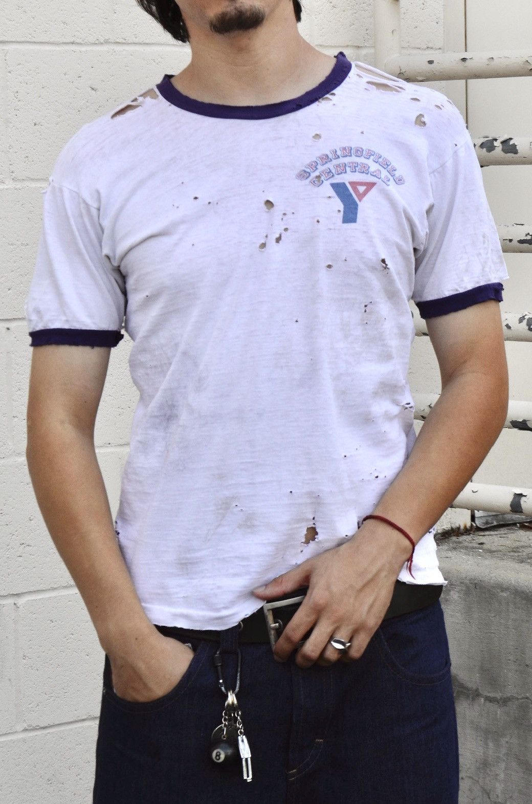 Champion True VTG 80’s Champion YMCA Ringer Thrashed Graphic Shirt Size US M / EU 48-50 / 2 - 1 Thumbnail
