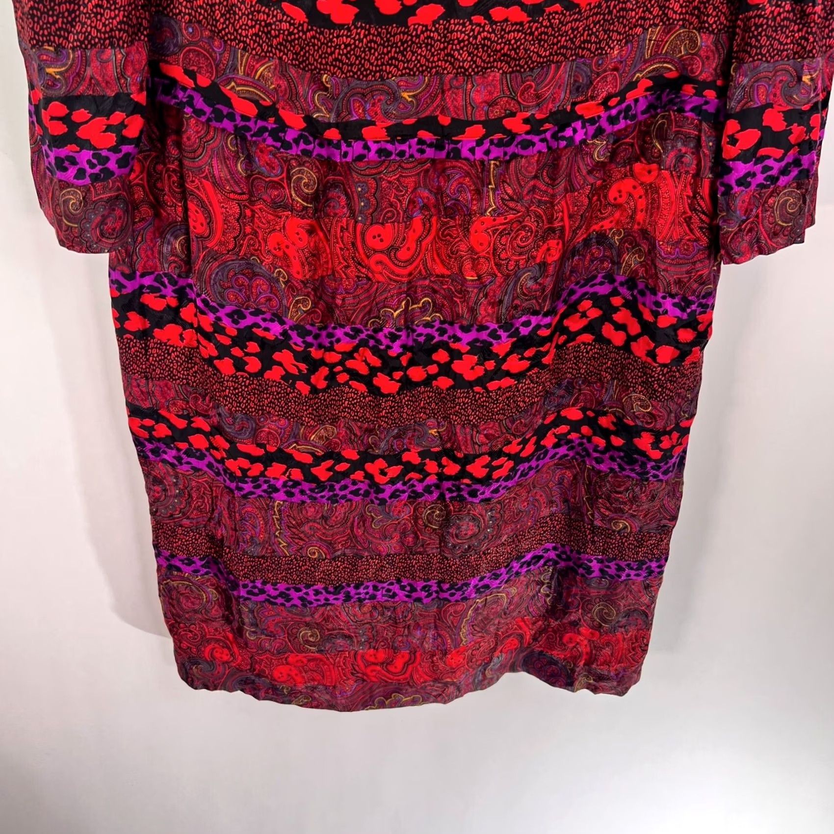 Louis Feraud VINTAGE Louis Feraud Dress Women's 14 Red Geometric Lined Silk 100% 80s Germany Size XL / US 12-14 / IT 48-50 - 4 Thumbnail