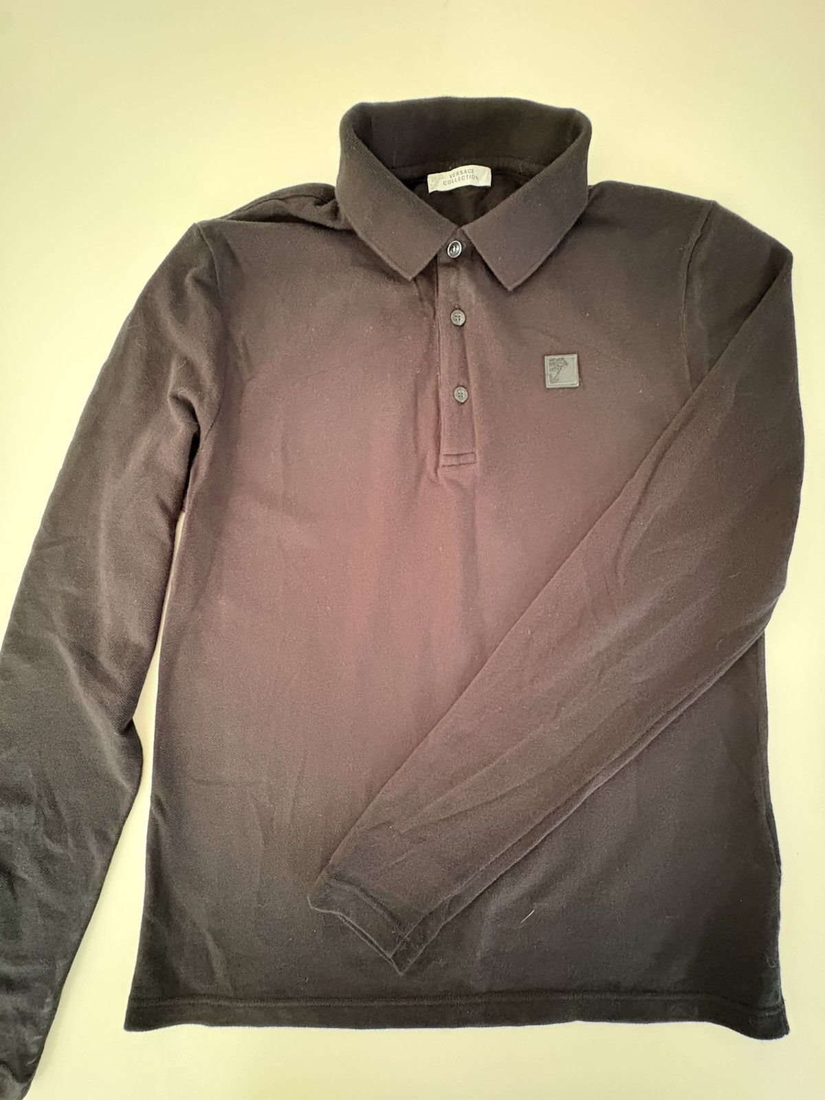 Versace Jeans Couture Versace Collection Long Sleeve Polo — Black — Slim Fit Size US M / EU 48-50 / 2 - 1 Thumbnail
