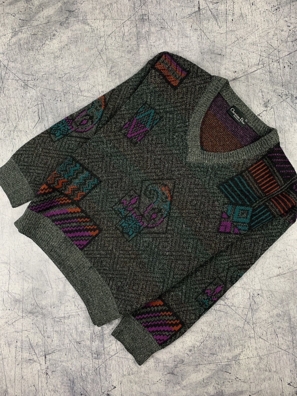 image of Vintage 90's Christian Dior Monsieur V-Neck Wool Sweater, Men's (Size Large)