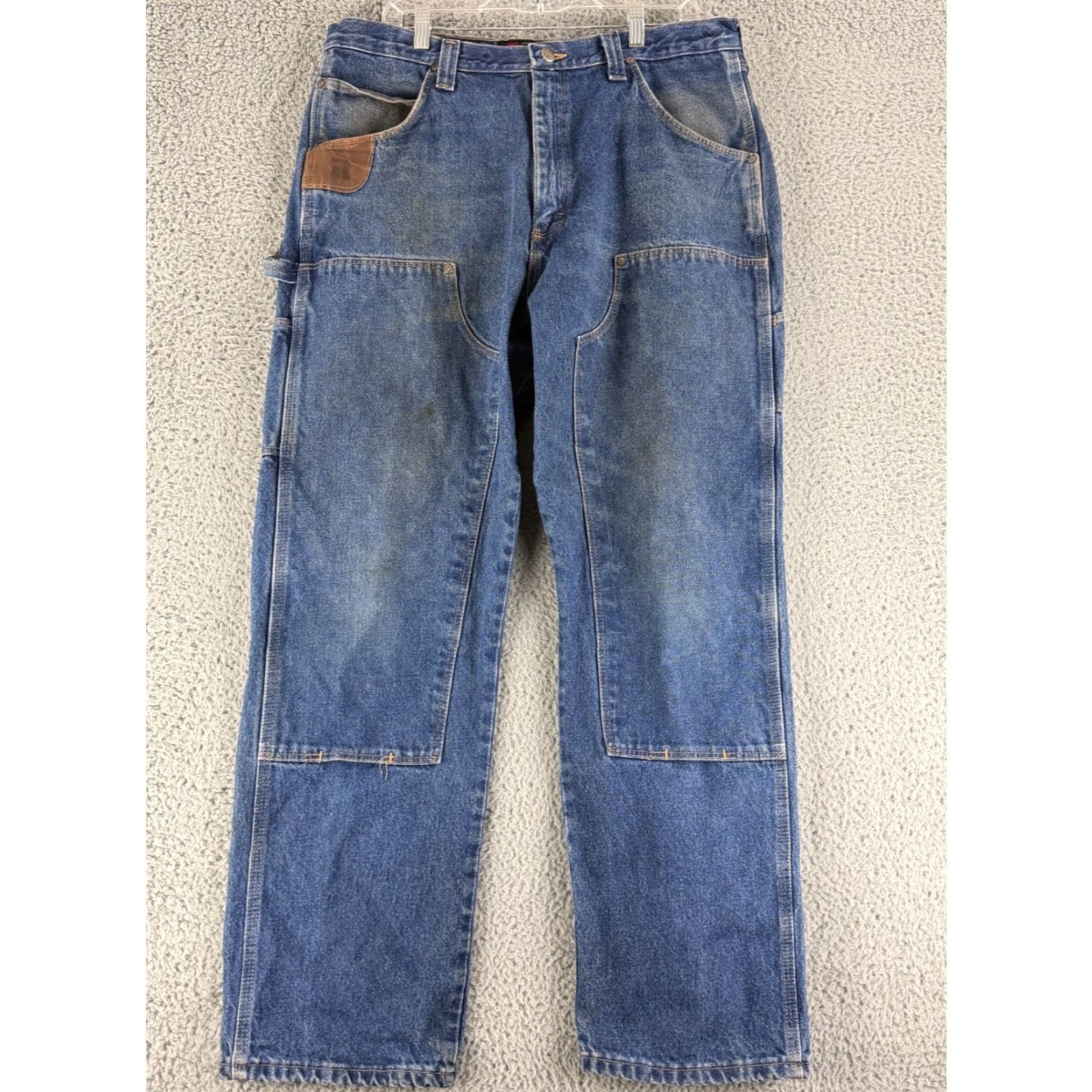 Wrangler VINTAGEWrangler Carpenter Jeans Mens 38x32 Blue Denim Double Knee Wrangler Riggs Workwear Jeans Mens Size 38x32 Blue Denim Size US 38 / EU 54 - 2 Thumbnail