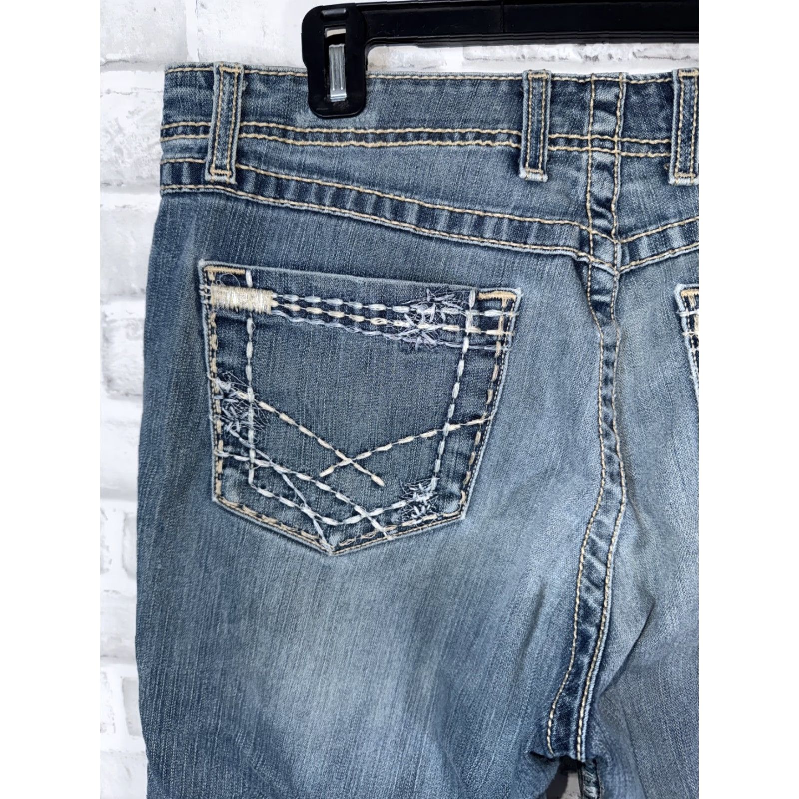 Vintage BKE Jeans Distressed Blue Denim Britni Straight Stretch Medium Wash Womens 34x29 Size 24" / US 00 / IT 34 - 6 Thumbnail