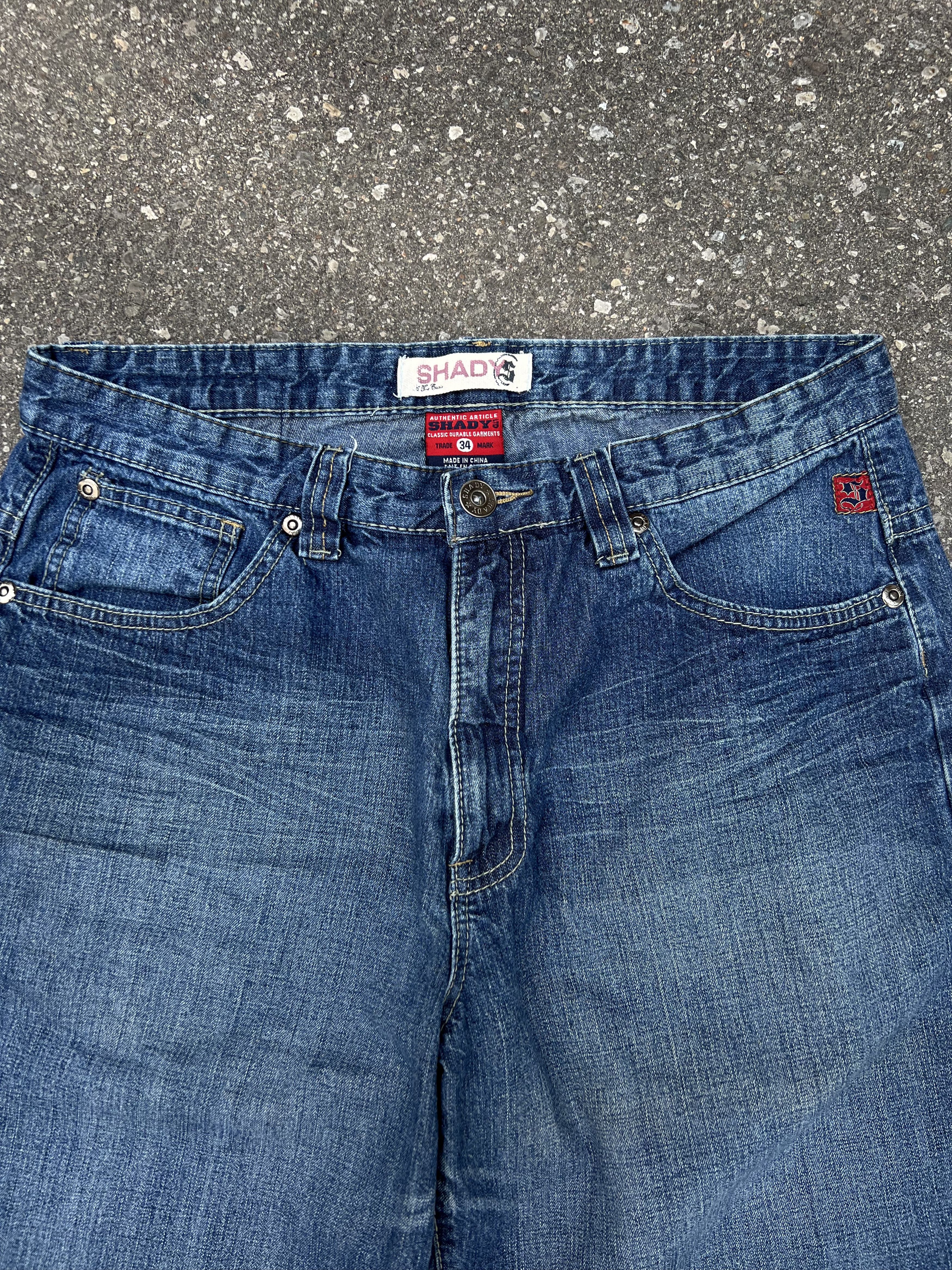Shady Ltd VTG 2000's Shady Baggy Faded Denim Jean Shorts Size US 34 / EU 50 - 3 Thumbnail