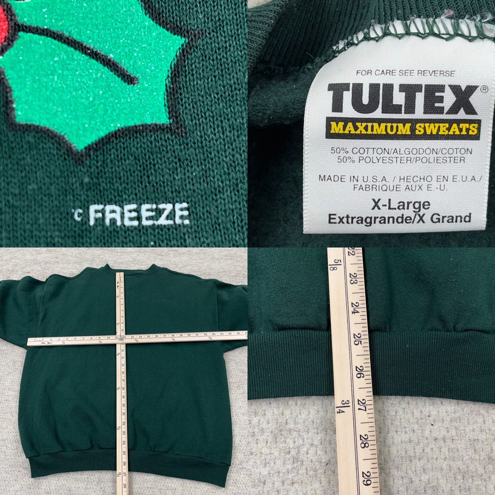 Vintage VINTAGE Freeze Christmas Sweatshirt Men L Green Crewneck Graphic Print 80s 90s Holiday Mens Housewear Size US L / EU 52-54 / 3 - 8 Thumbnail