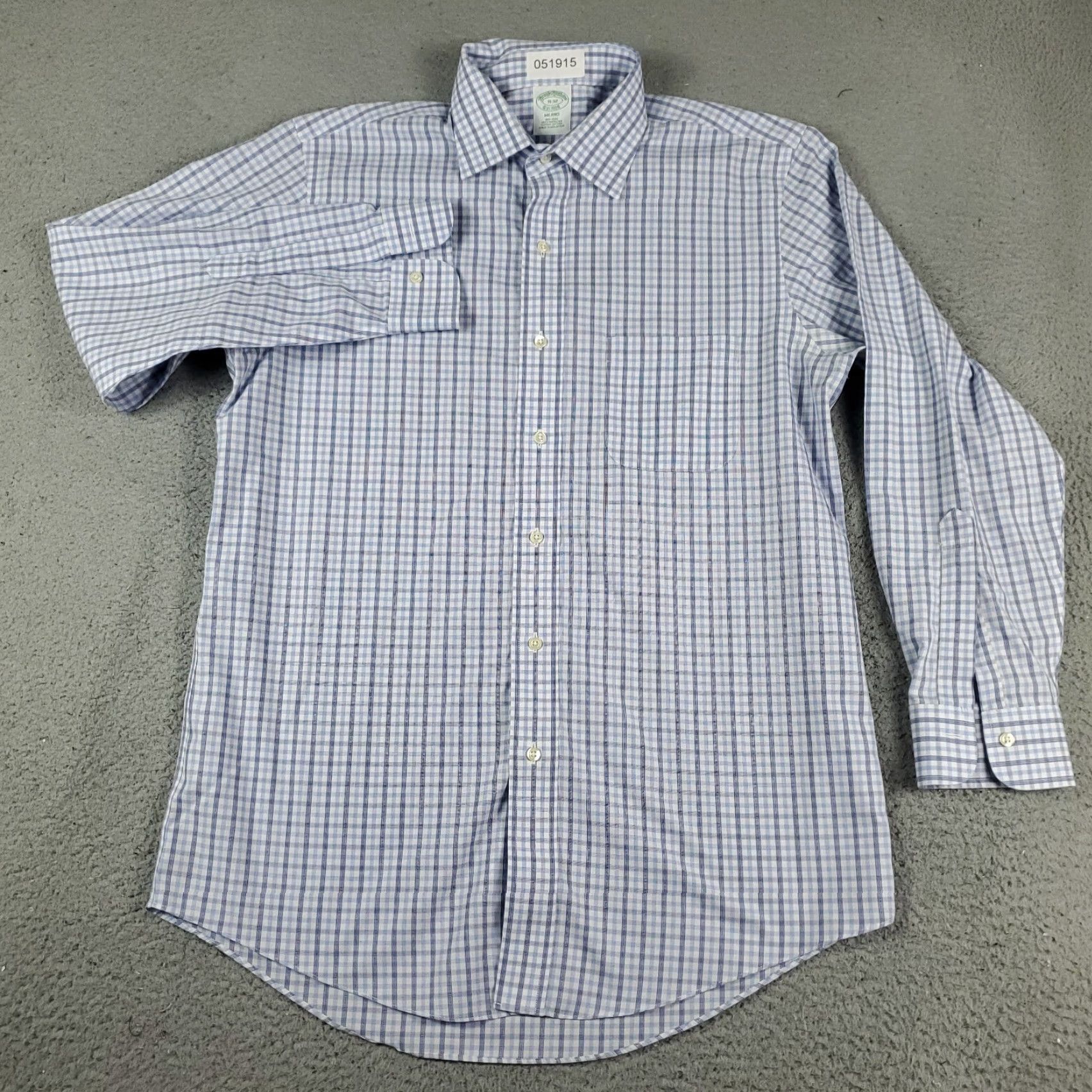 Brooks Brothers Brooks Brothers Shirt Mens Size 16 Blue Plaid Dress Button Up Long Sleeve Size 42R - 2 Thumbnail