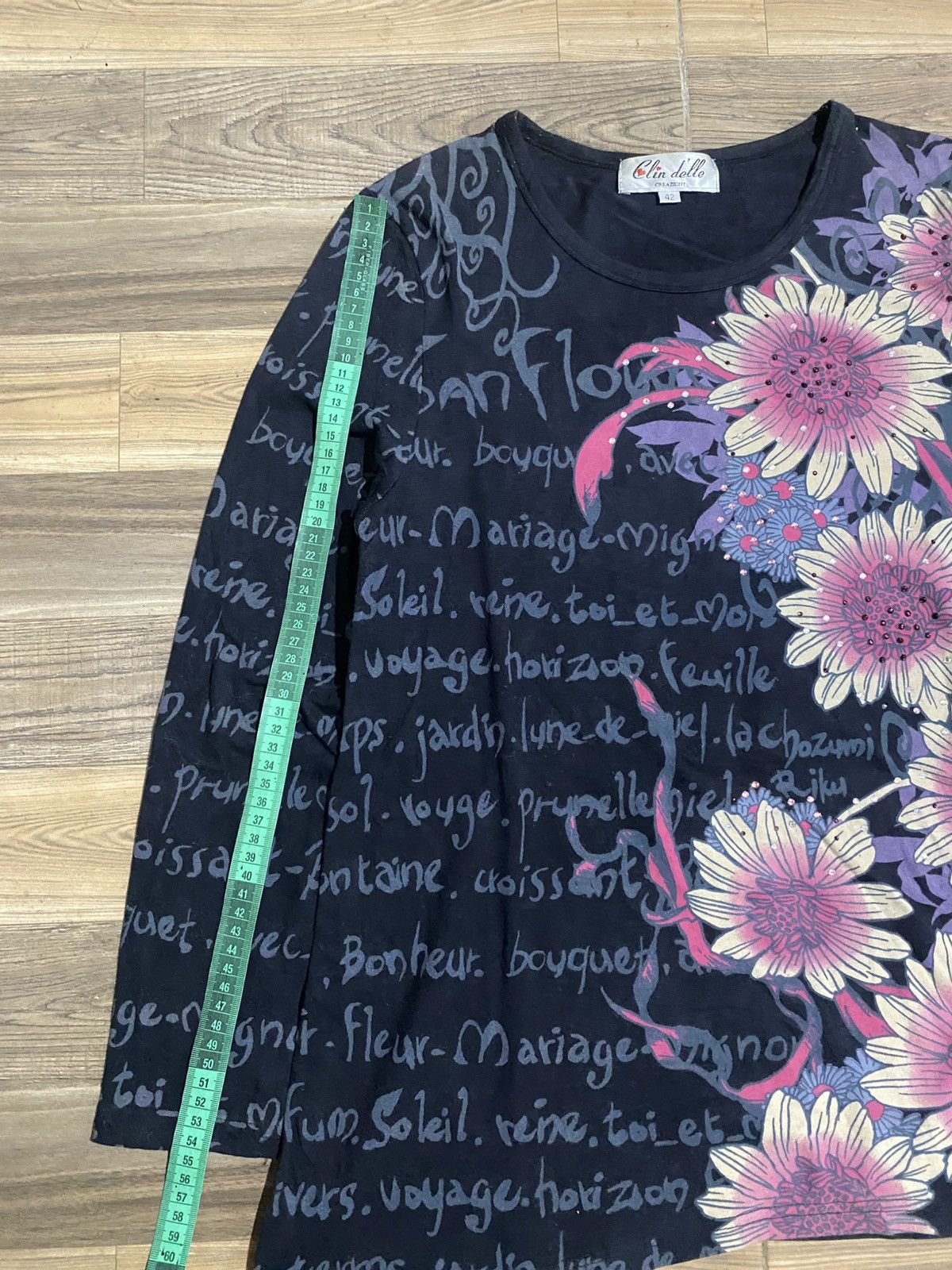 Japanese Brand × Vintage CLIN DELLE FLORAL ASYMMETRICAL LONG SLEEVE TEE Size L / US 10 / IT 46 - 7 Thumbnail