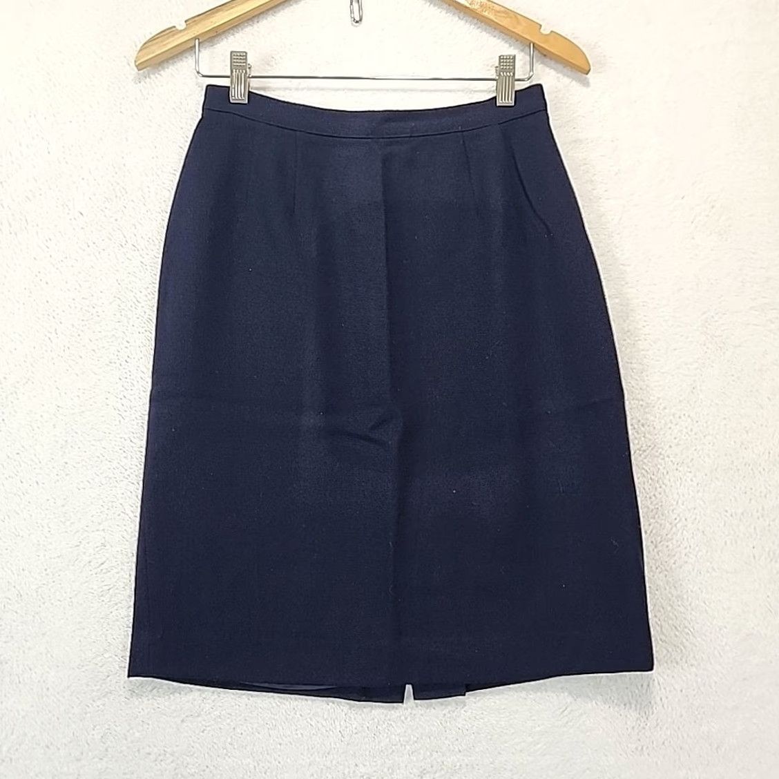 Vintage VINTAGE Unbranded Wool Women's Skirt 6P Pencil Knee-Length Dark Navy High Rise Lined Retro Y2K Mens Womens Girls Girls Size 28" / US 6 / IT 42 - 3 Thumbnail