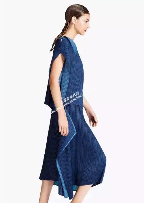 Issey Miyake Issey Miyake size:3 Blue asymmetrical color-blocked kelp d Size M / US 6-8 / IT 42-44 - 2 Thumbnail