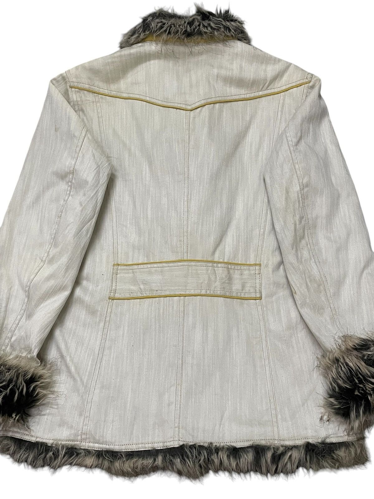 If Six Was Nine × Le Grande Bleu (L.G.B.) × Vintage Hideaways Japan Cyber Grunge Fur Afghan Denim Coat Jacket Size US M / EU 48-50 / 2 - 13 Thumbnail