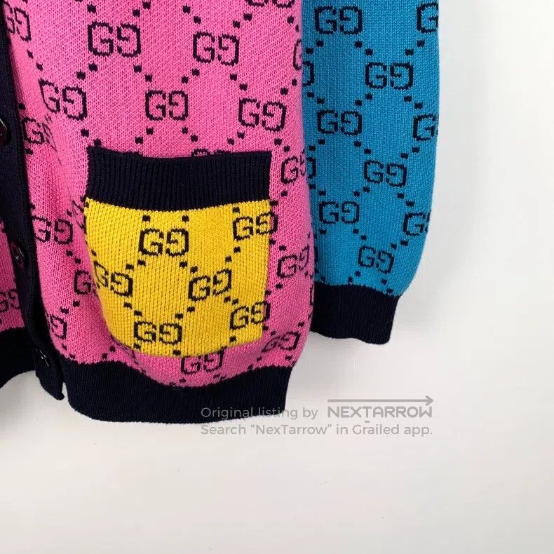 Gucci Gucci Colour-matched logo jacquard full-printed wool V-nec Size XS / US 0-2 / IT 36-38 - 4 Thumbnail