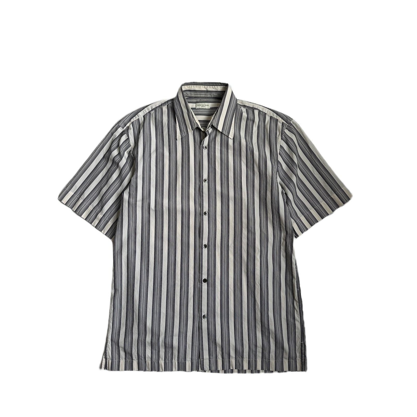 Dries Van Noten Striped Short Sleeve Button Up Shirt