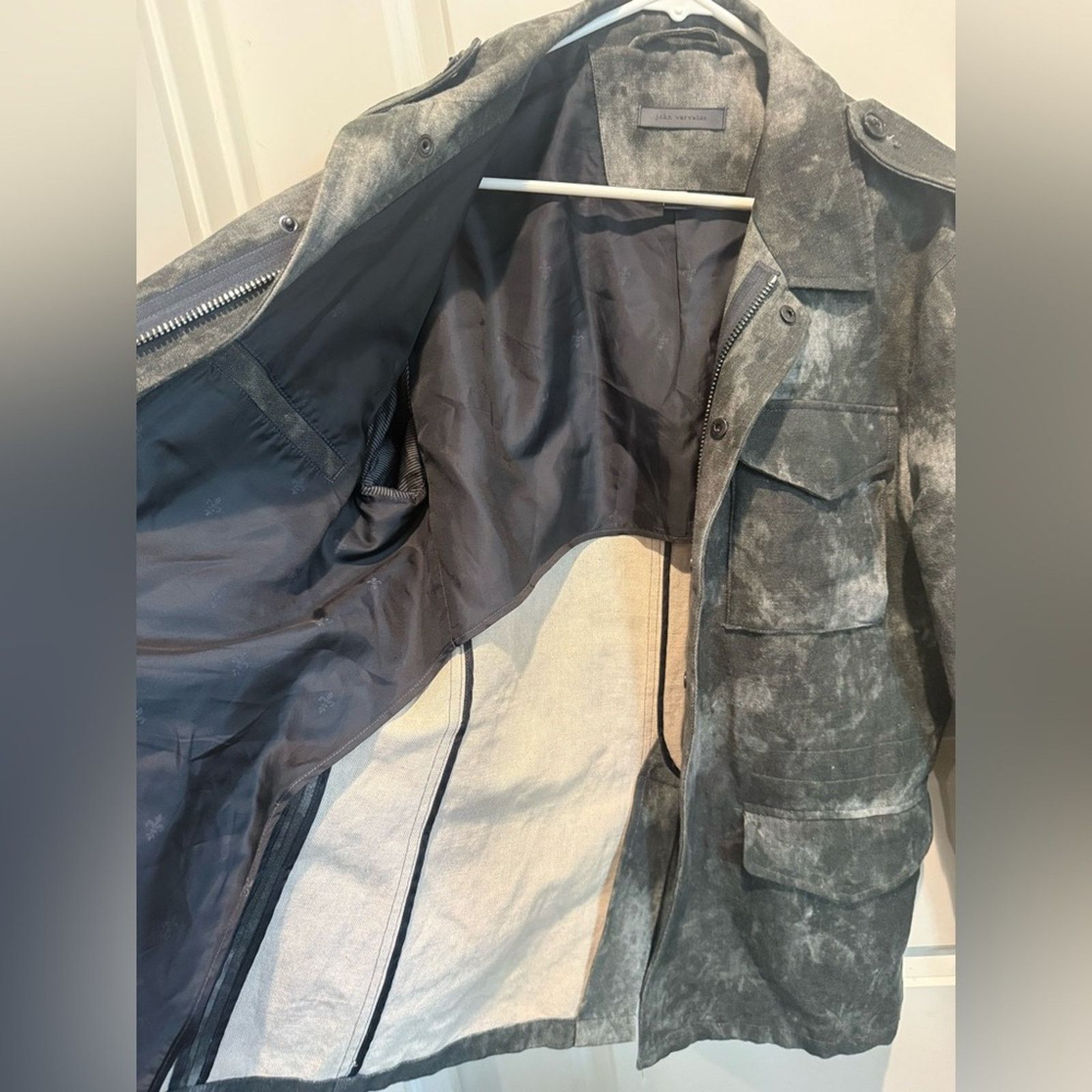 John Varvatos John Varvatos Military Field Jacket Gray Acid Wash 50 L Size US L / EU 52-54 / 3 - 7 Thumbnail