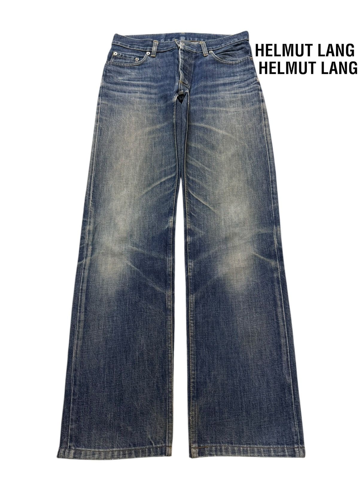 Helmut Lang Vintage Italy 90s Helmut Lang Blue Faded Whisker Straight Size US 31 - 1 Thumbnail