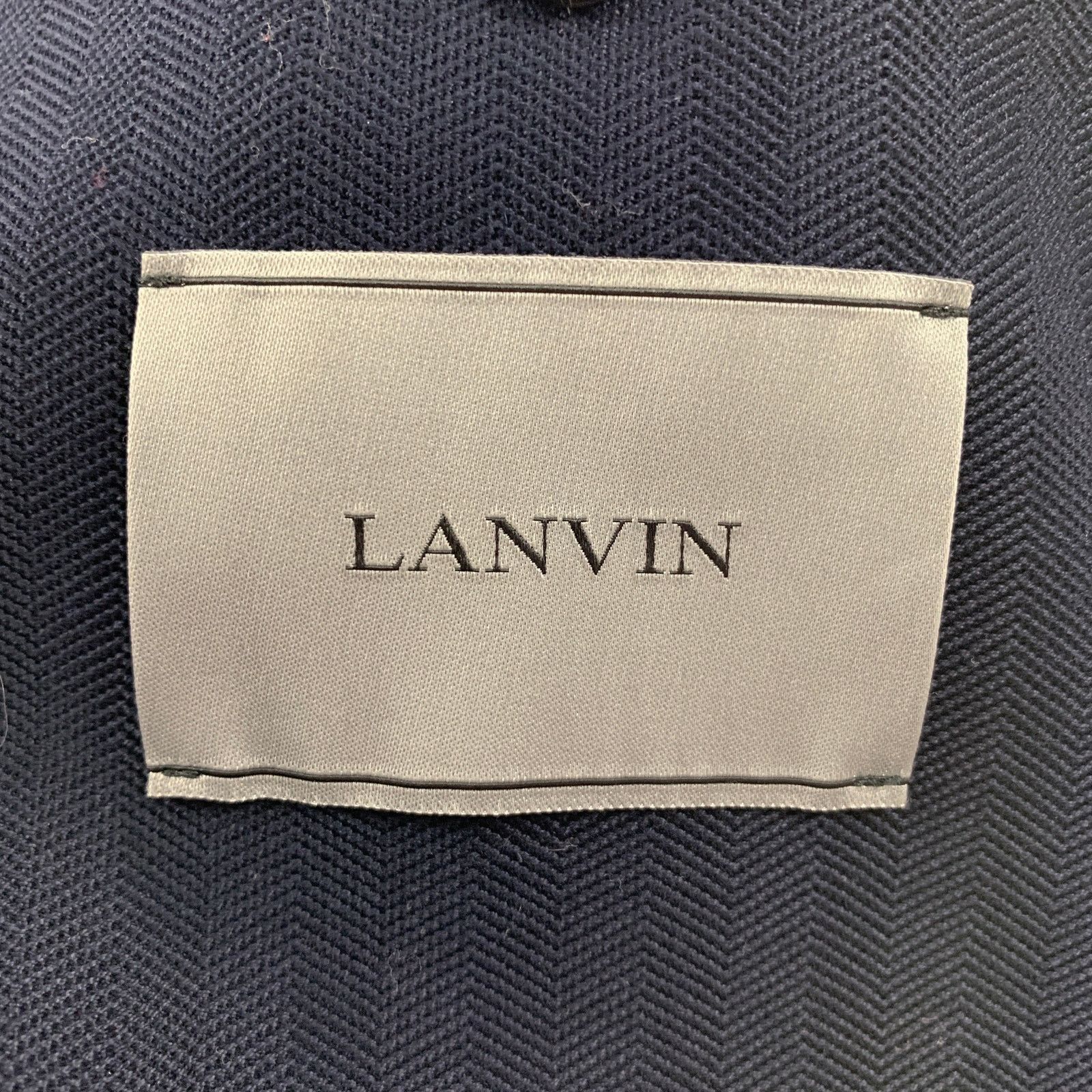 Lanvin Size 42 Navy Herringbone Cotton Notch Lapel Sport Coat Size 42R - 4 Thumbnail