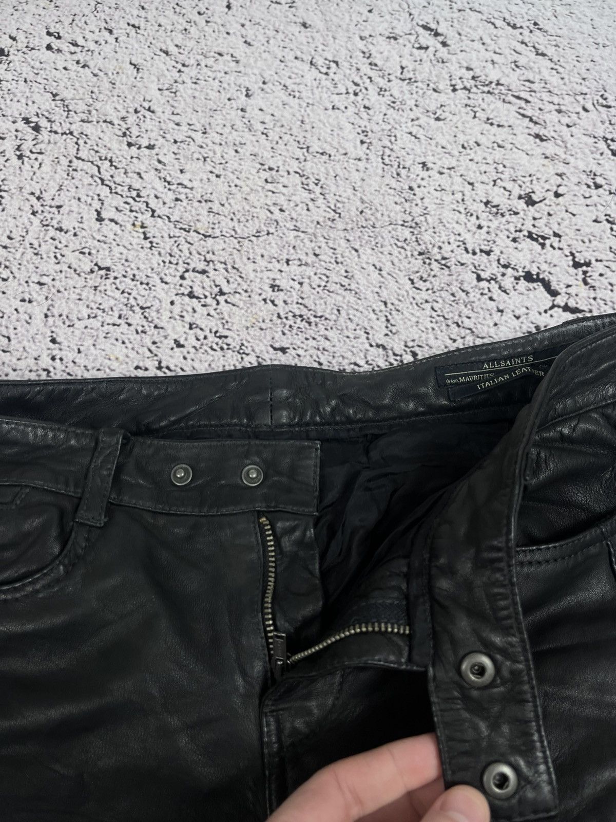 Allsaints AllSaints Italian Leather Biker Pants Moto Skinny Ribbed Kne Size 26" / US 2 / IT 38 - 4 Thumbnail