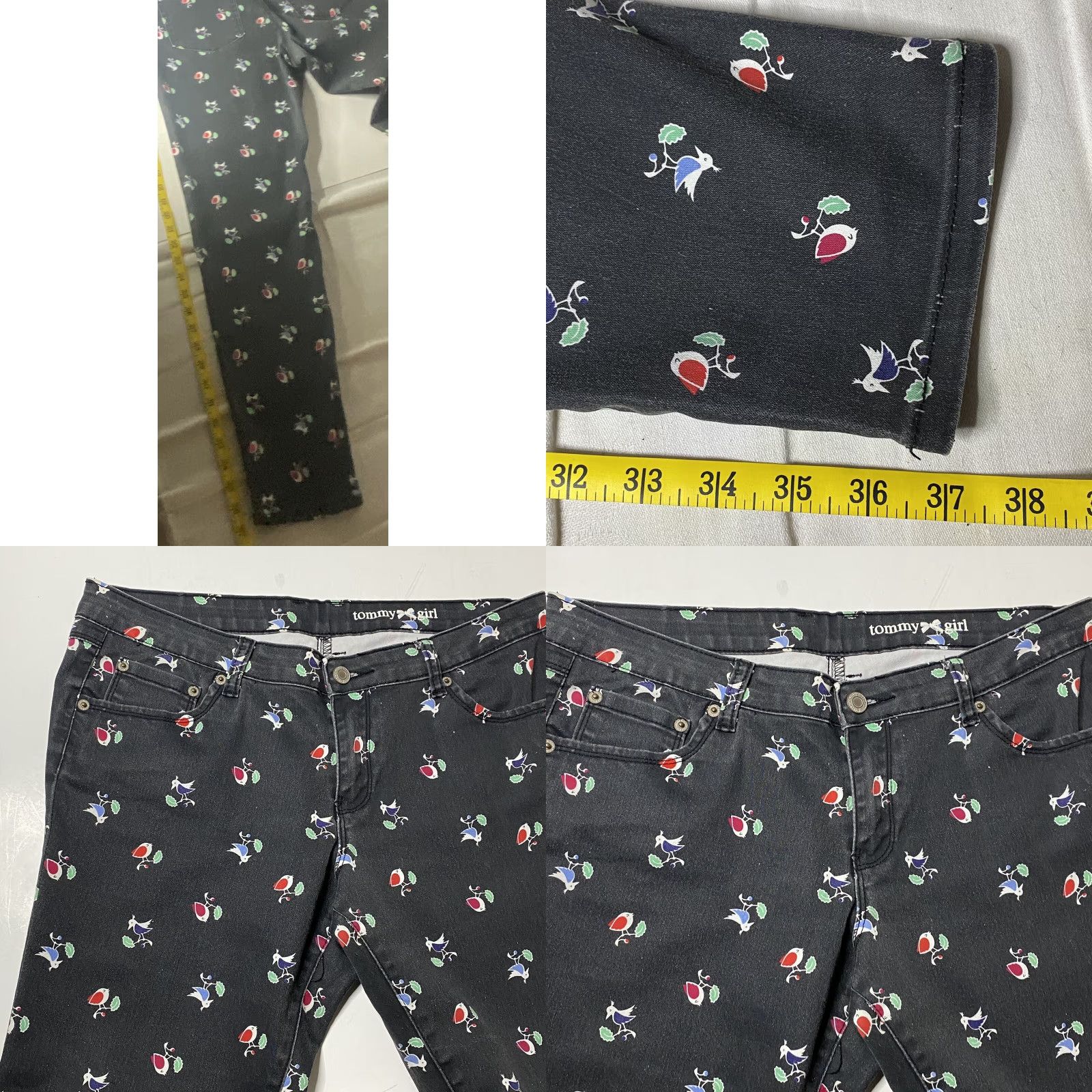 Tommy Hilfiger VINTAGE Tommy Hilfiger Jeans Bird Print Women’s 15 Jeans 90s Birds Black Straight Womens Size 36" / US 14 / IT 50 - 9 Thumbnail