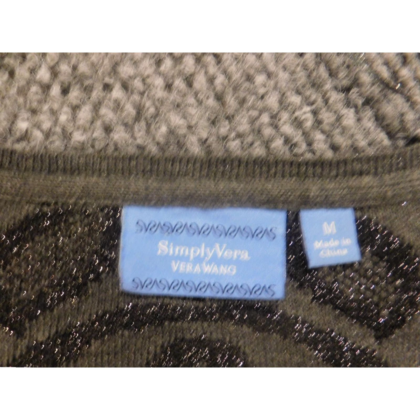 Vintage Simply Vera Vera Wang Womens Sweater Cardigan Gray Medium Knit Cable-Knit Button Raglan Sleeve Crew Neck Pullover Size M / US 6-8 / IT 42-44 - 4 Thumbnail